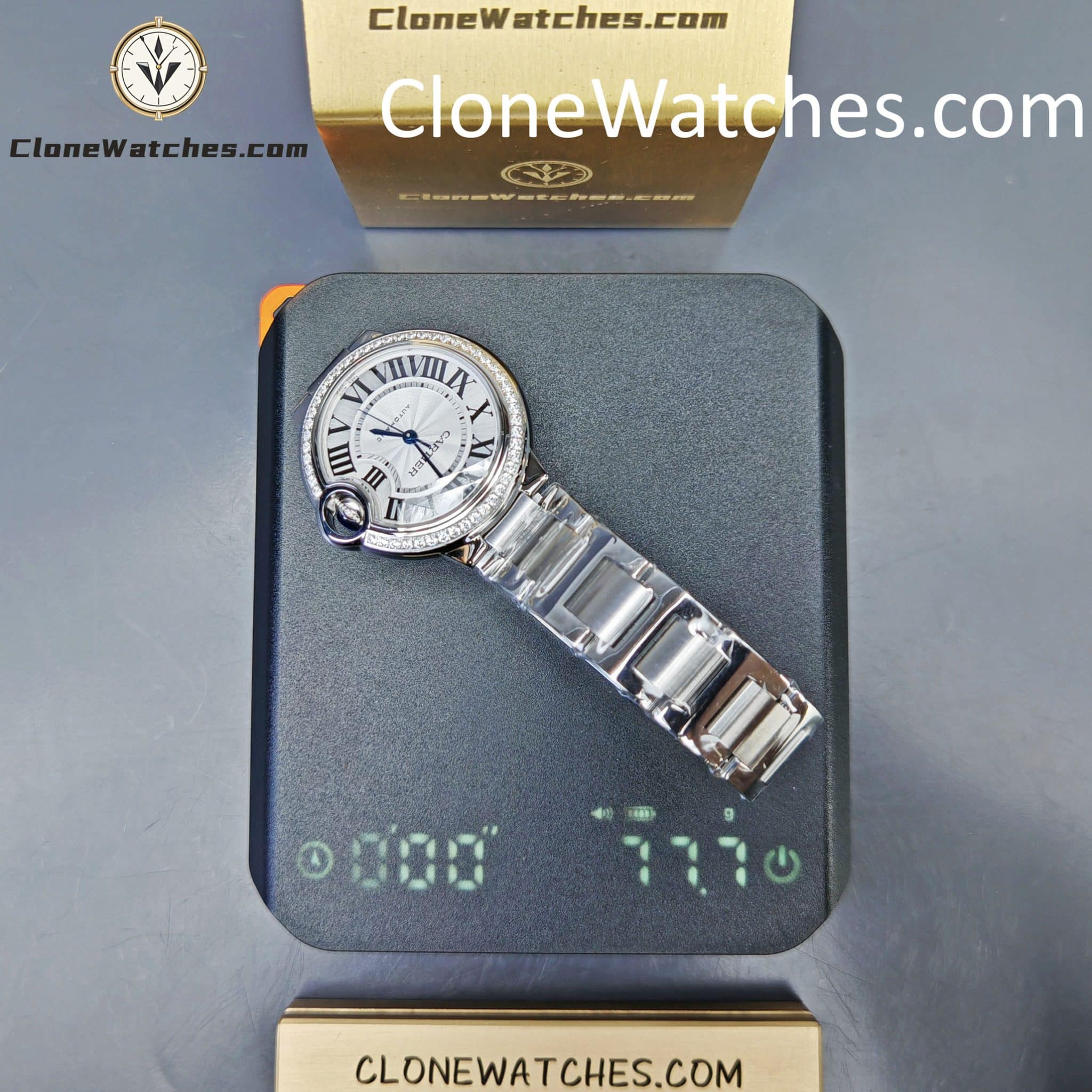 Cartier Super Clone Watches 1:1 Ballon Bleu de W4BB0024 Silver Dial Diamond Bezel 33mm