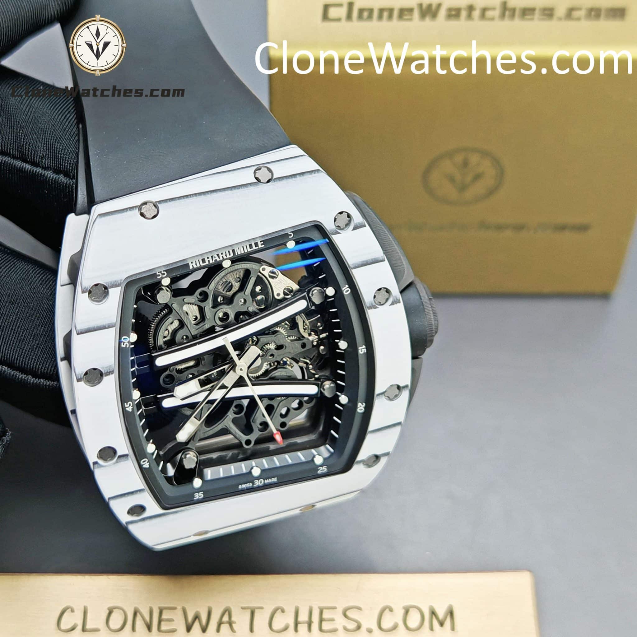 Richard Mille Super Clone Watches 1:1 RM 61-01 ULTIMATE EDITION Tourbillon White Strap