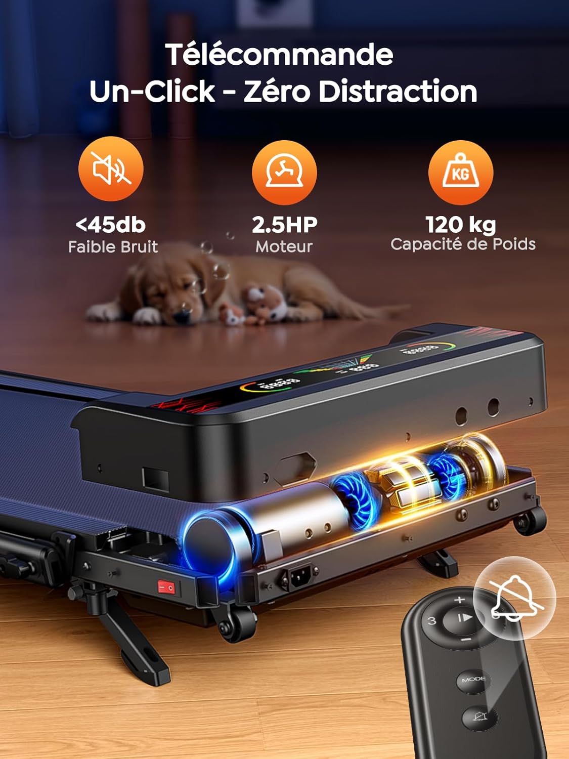 Tapis de course pliable 5 en 1 LED inclinable 9% moteur silencieux double écran 1 à 12 km/h compact maison bureau 120 kg