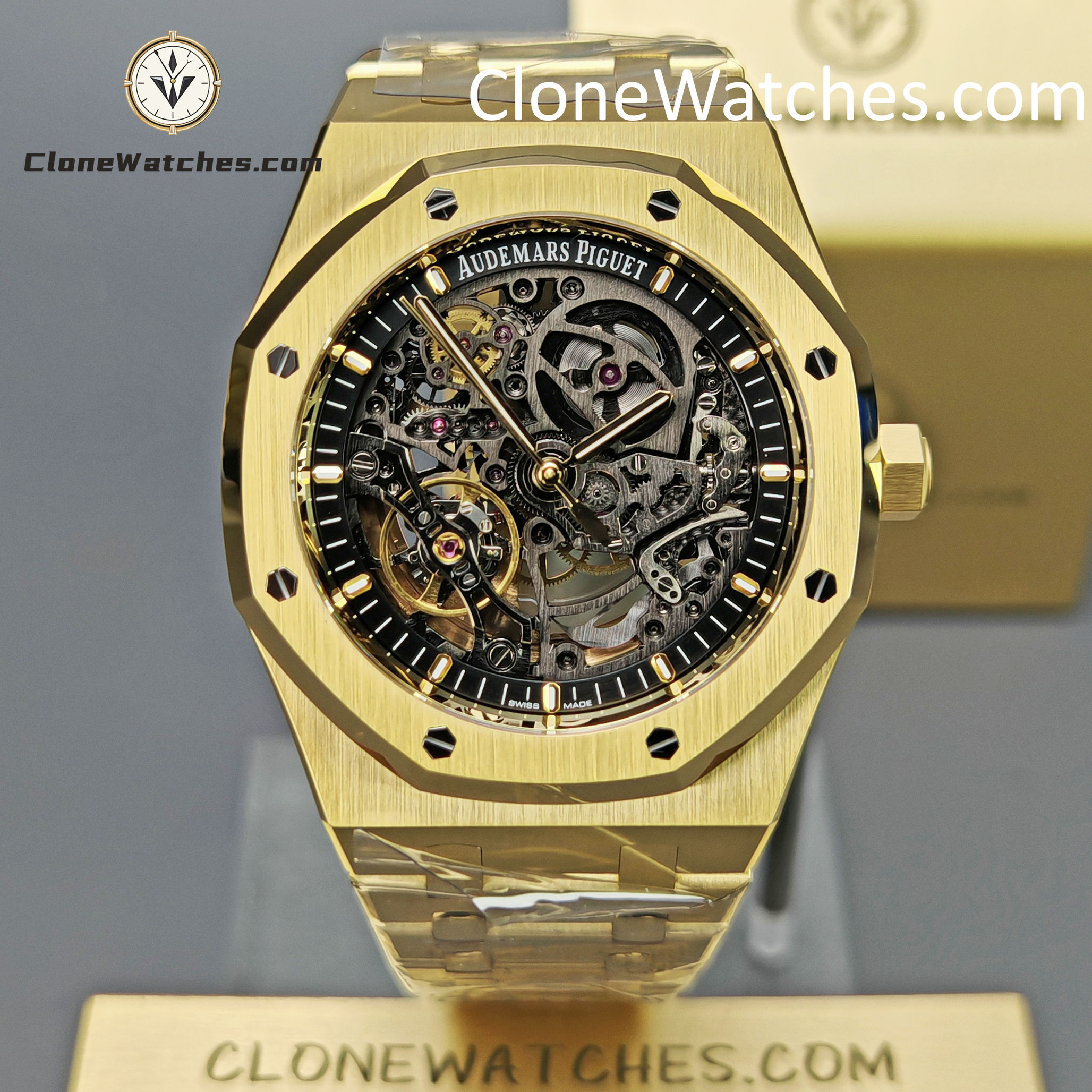 Audemars Piguet Super Clone Watches 1:1 Royal Oak 18K Gold 15407 Skeleton Dial