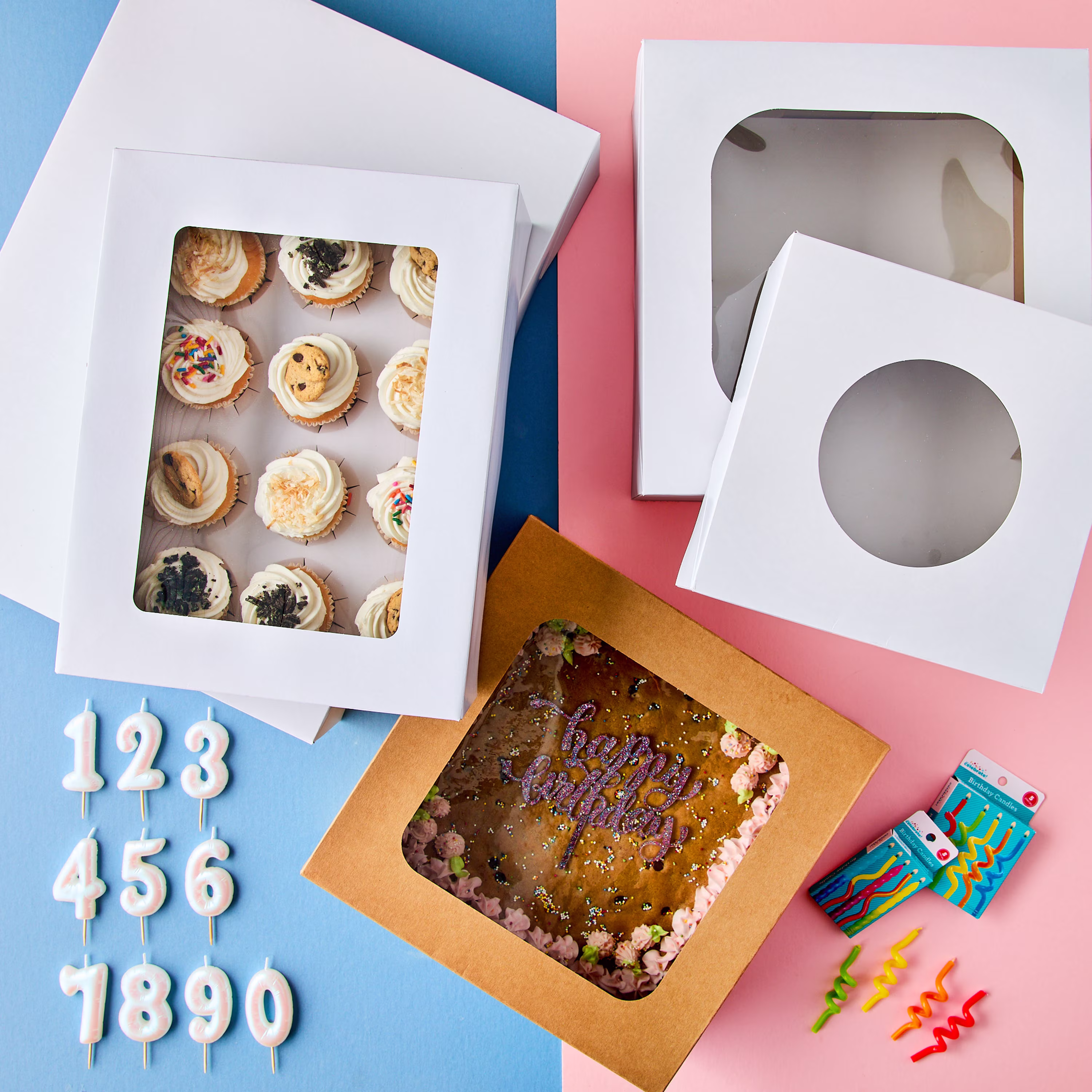 (3 pack) Way To Celebrate Pie Box with Window, White, 9 in x 9 in x 3.5 in, 1 Count