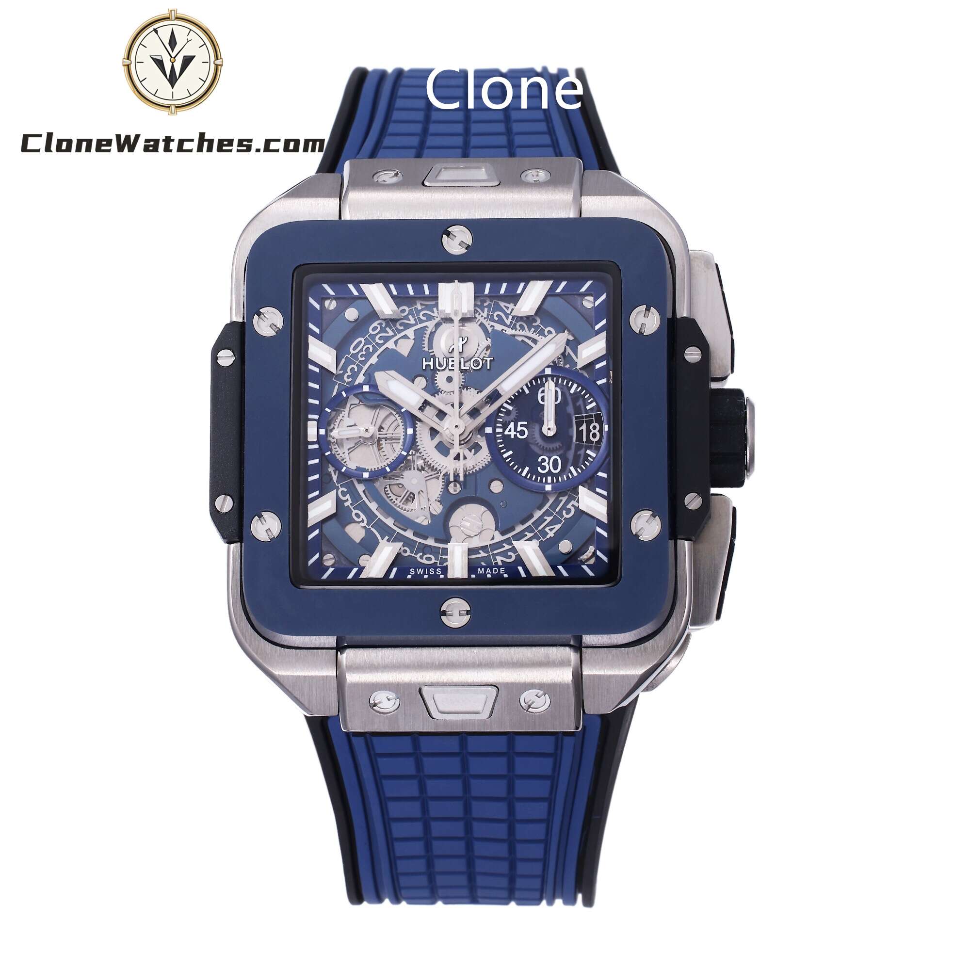 Hublot Super Clone Watches 1:1 Square Bang Unico Titanium Blue Ceramic 42MM 821.NL.5170.RX