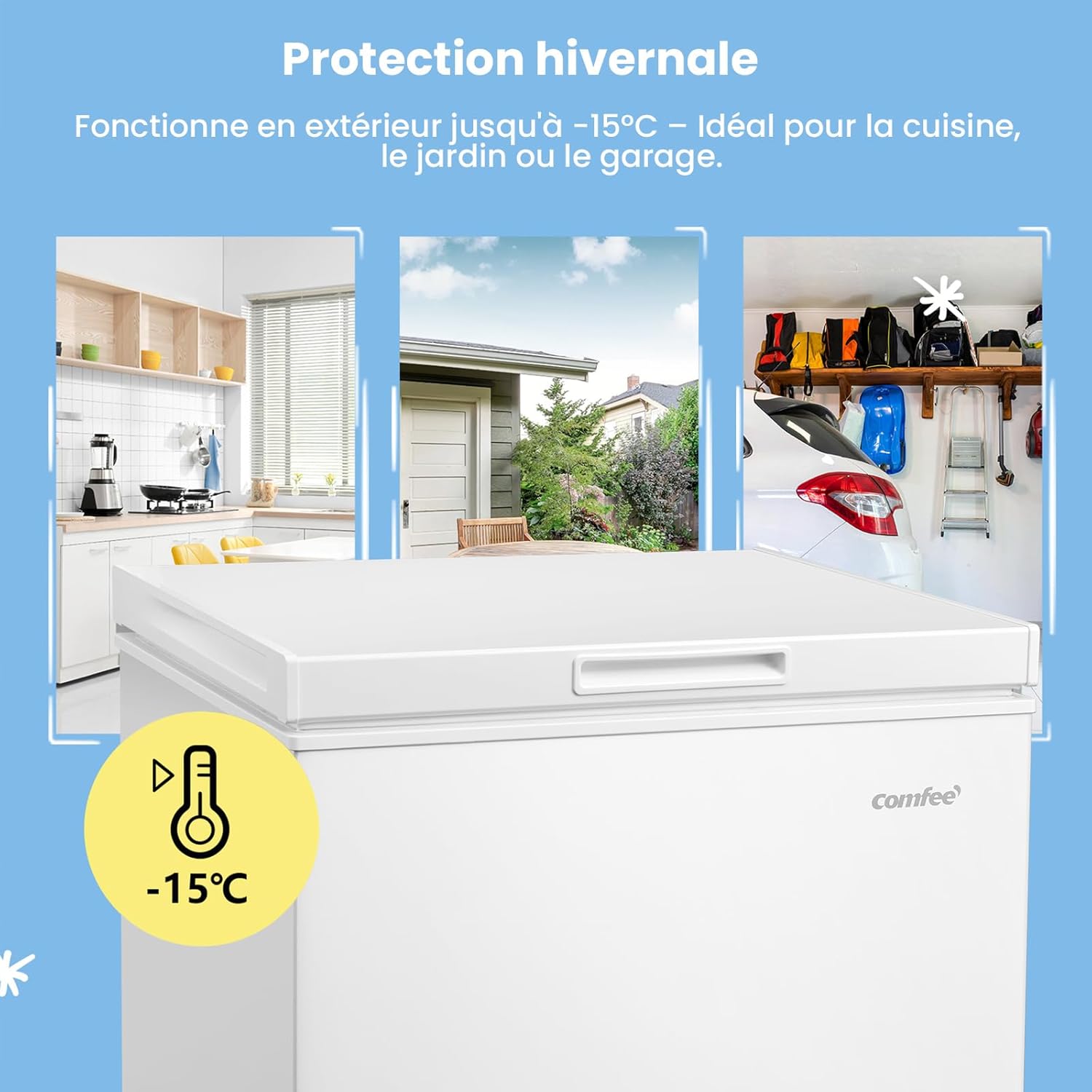 Congélateur coffre RCC146WH2EU 143L convertible compresseur inverter 4 étoiles blanc