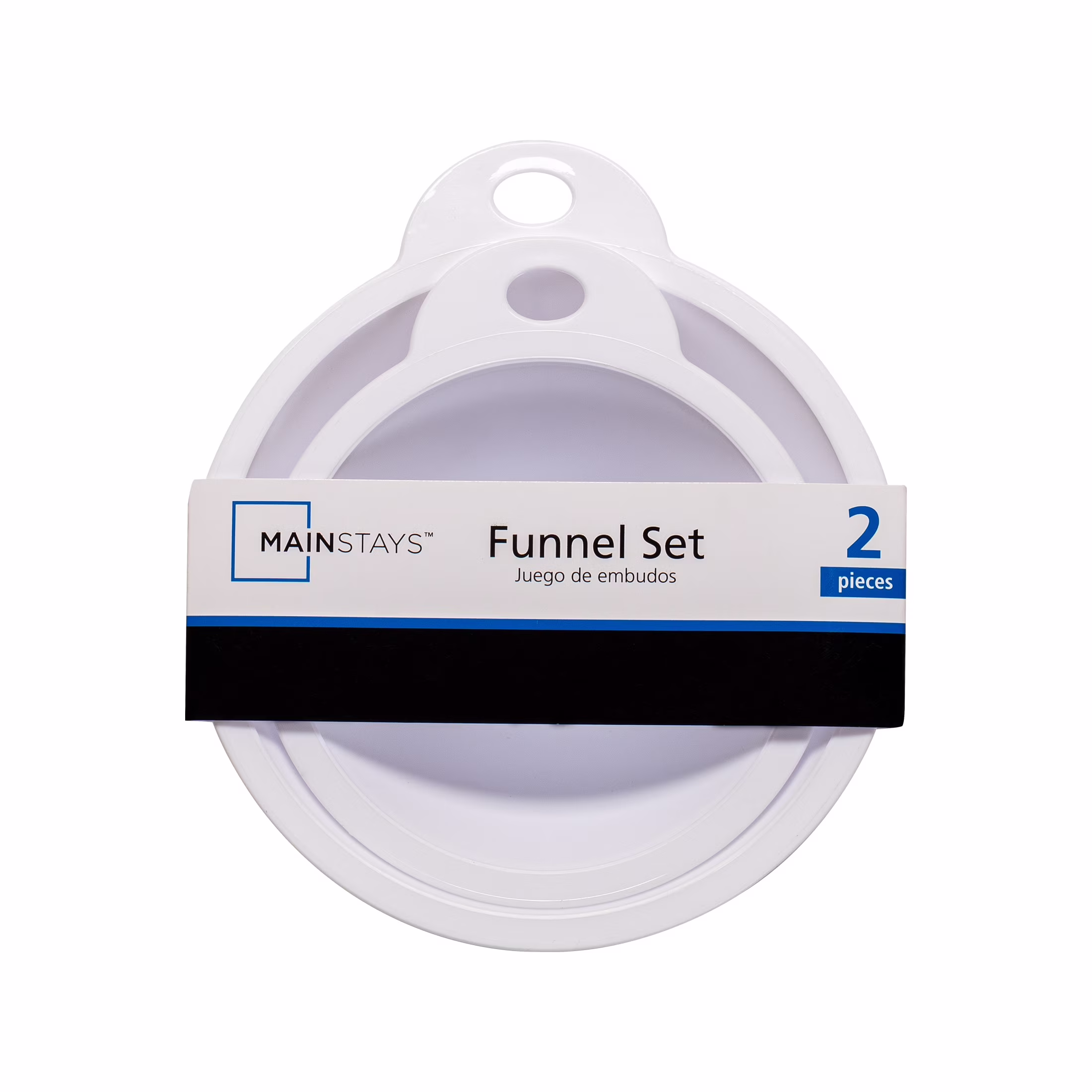 Mainstays 2-Piece Kitchen Funnel Set, White, Plastic