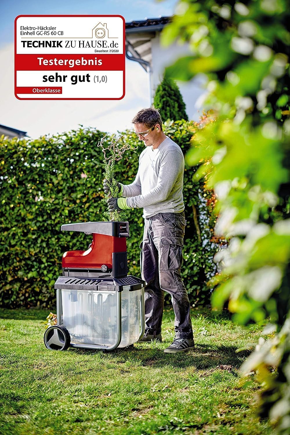 Broyeur végétaux silencieux 2800 W cylindre coupe bac 60 L