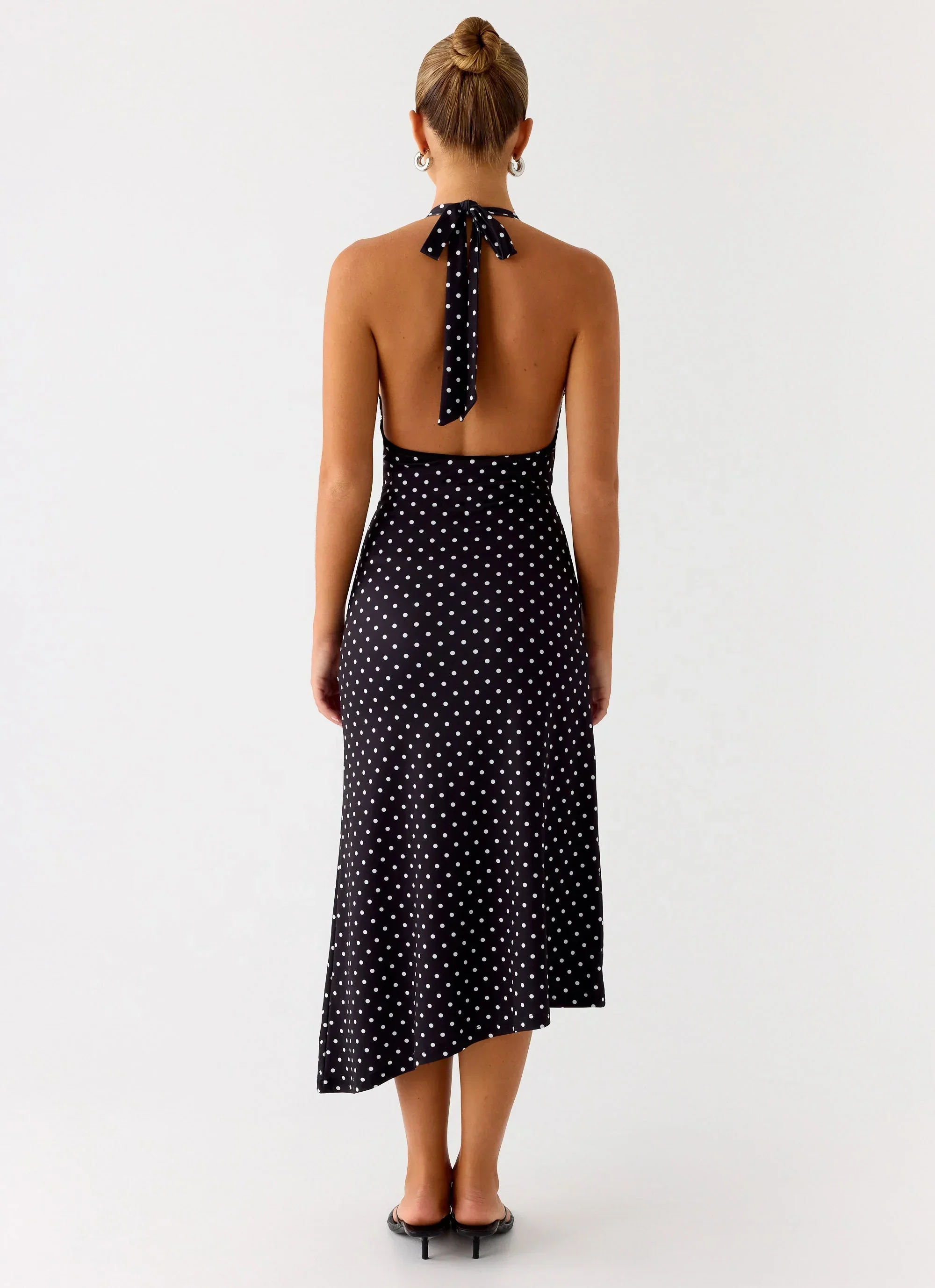 Illuminate Halter Midi Dress - Black Polkadot