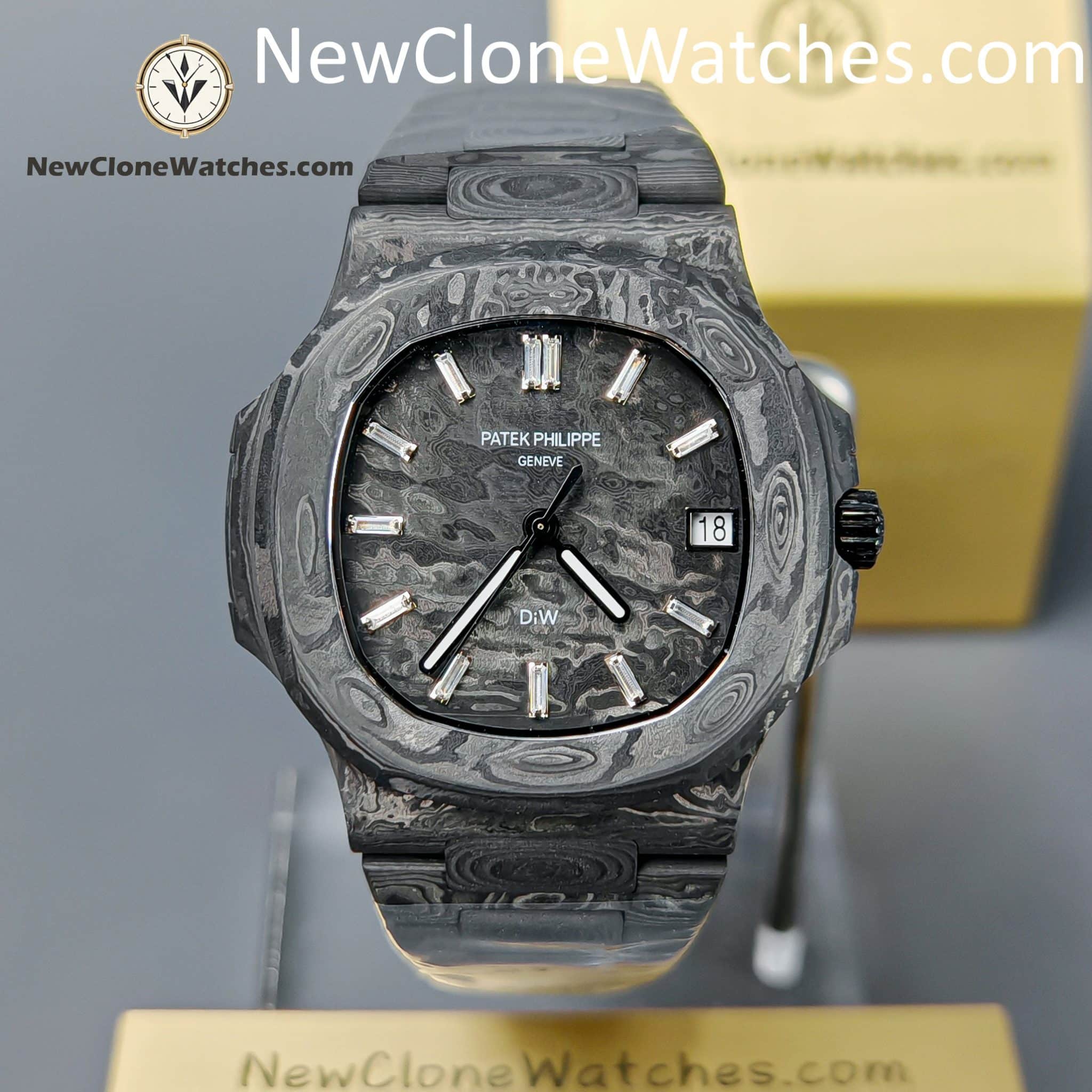 Modified Super Clone Watches 1:1 DiW Patek Philippe Nautilus 5711 Carbon Dial On Carbon Bracelet