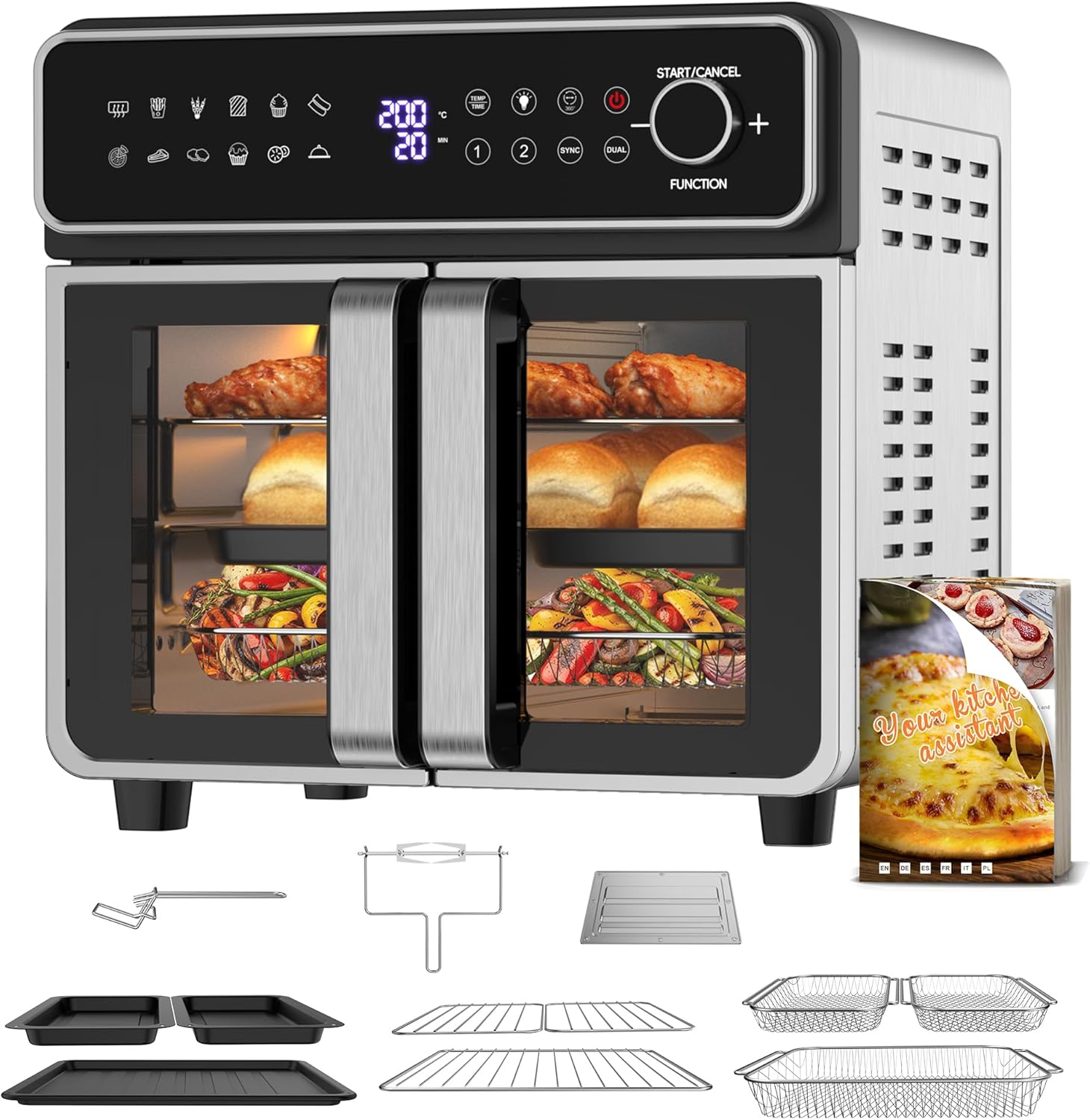 Friteuse sans huile 23 L double zone 15 programmes portes françaises