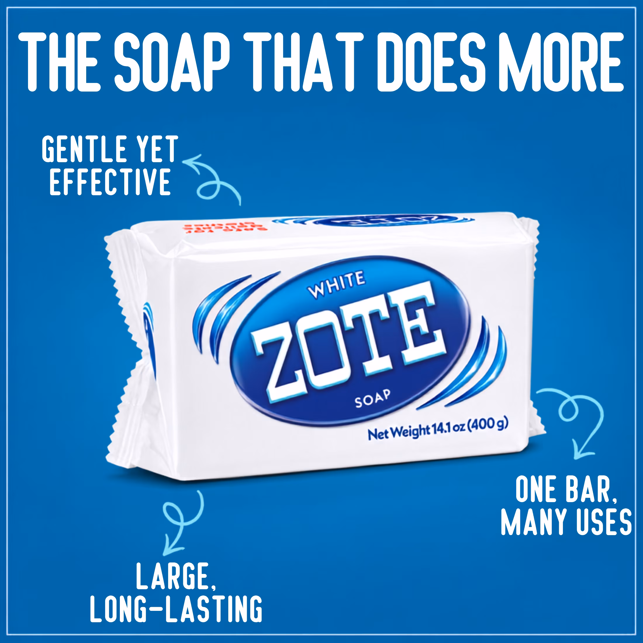 ZOTE White Multipurpose Laundry Soap Bar and Stain Remover, 14.1 oz