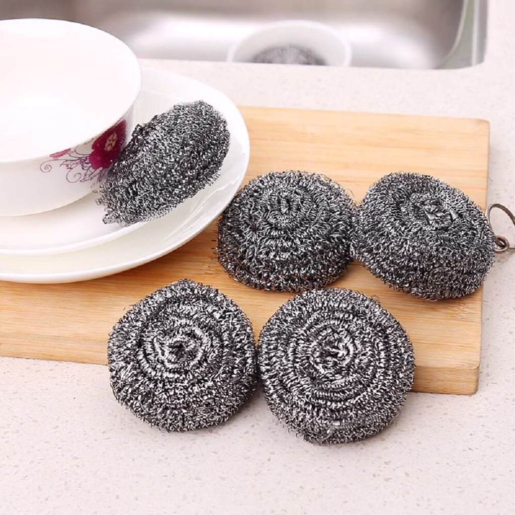 Kitchen Product Ball Scouring Stainless 6Pcs Scrubbing Wire Pad Steel Sponges Steel Kitchen Bar Cleaning Brush Silver