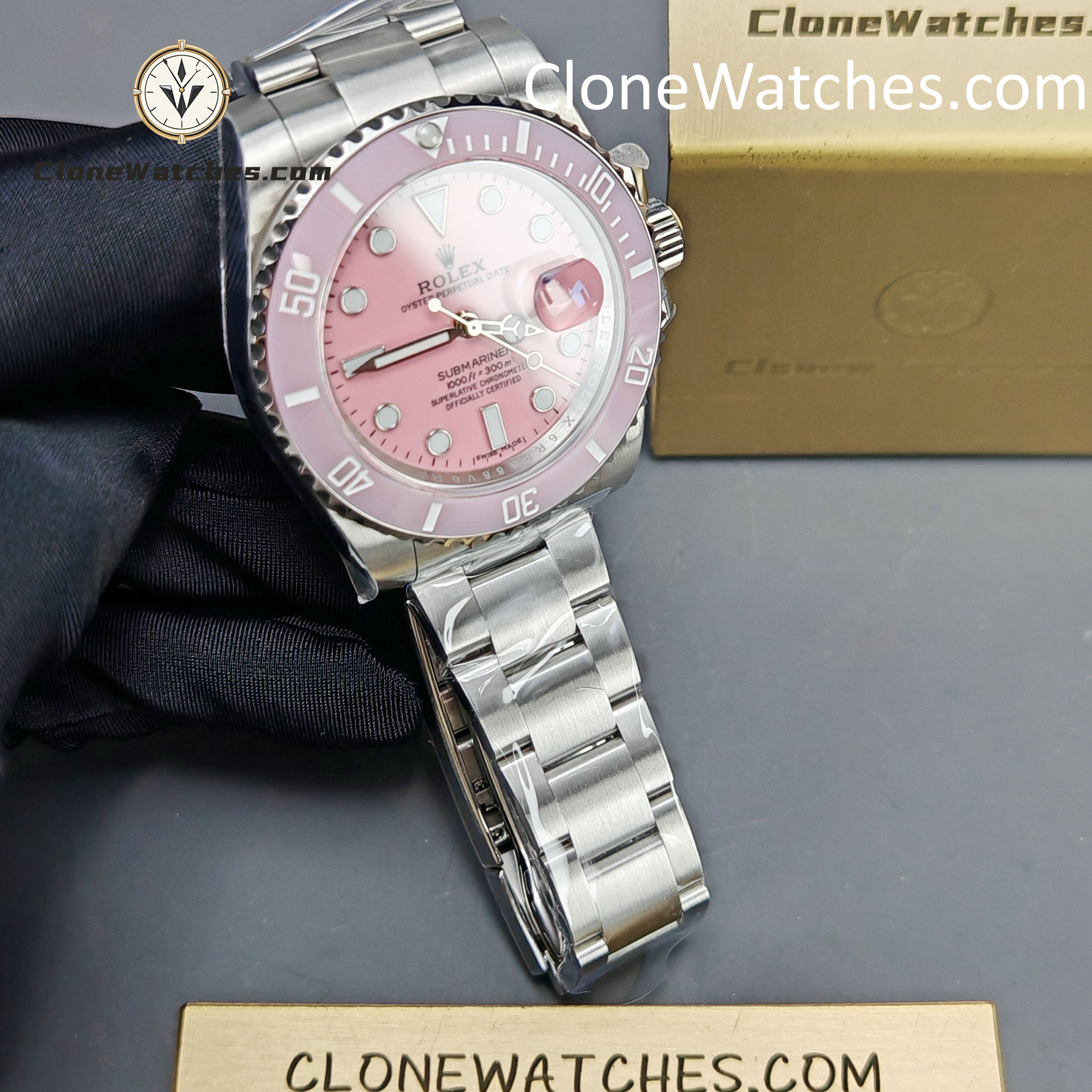 Modified Super Clone Watches 1:1 DiW Rolex Submariner Pink Dial 3135 Movement