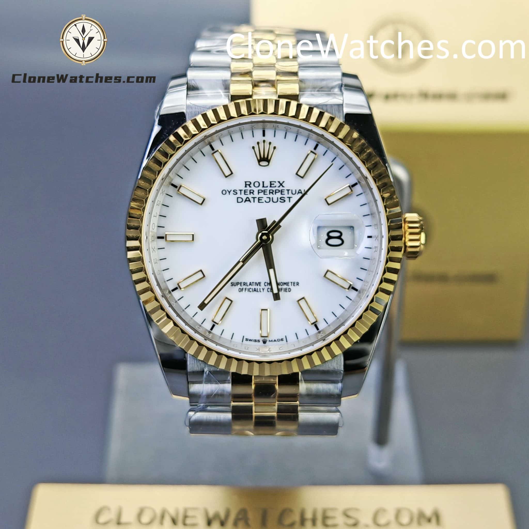 Rolex Super Clone Watches 1:1 DateJust m126233-0019 White Dial Jubilee 36MM 3235 Movement