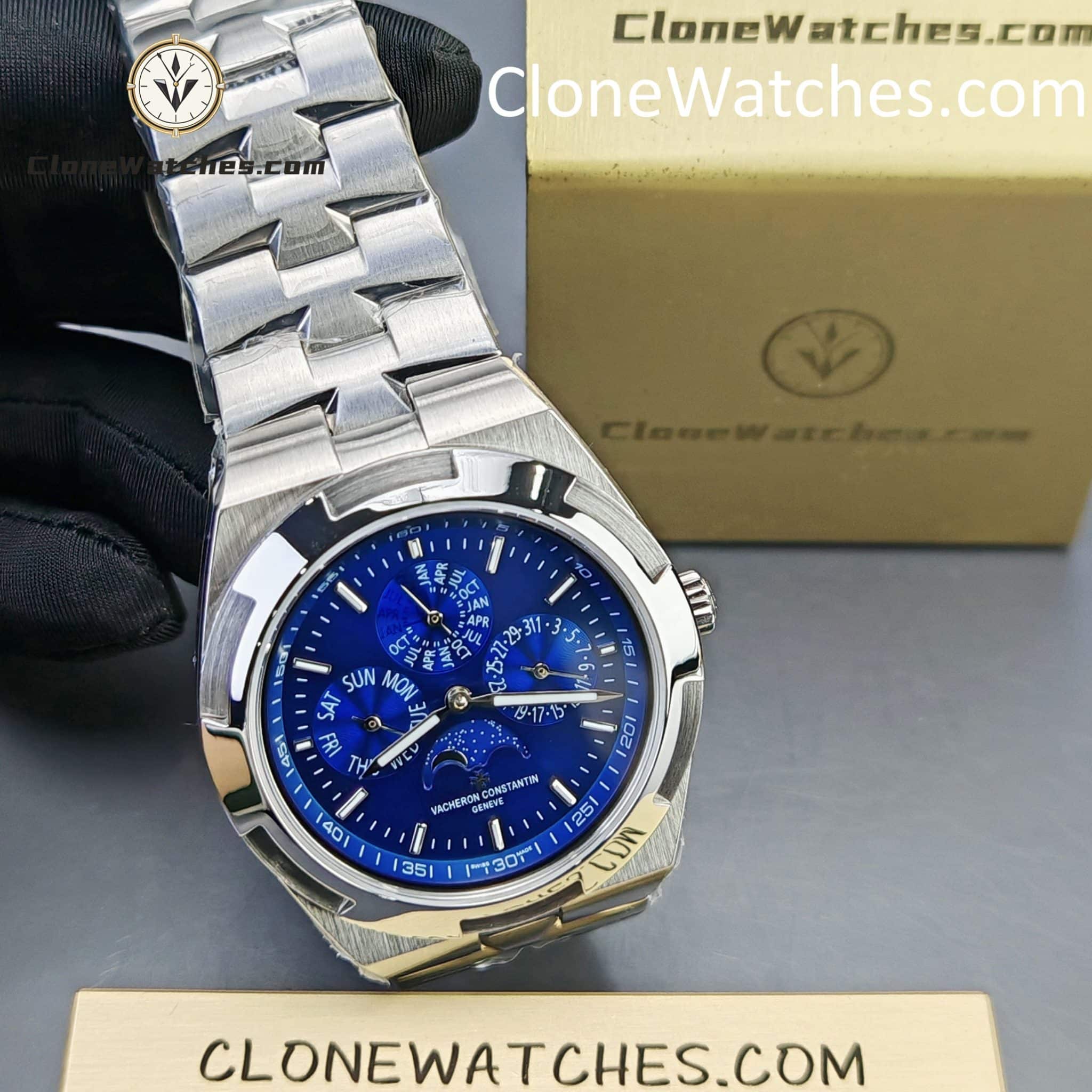 Vacheron Constantin Super Clone Watches 1:1 Overseas perpetual calendar 4300V/220G-B945 Blue Dial