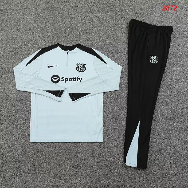 2024/25 Barcelona grey half zip training suit 1:1 Thailand quality