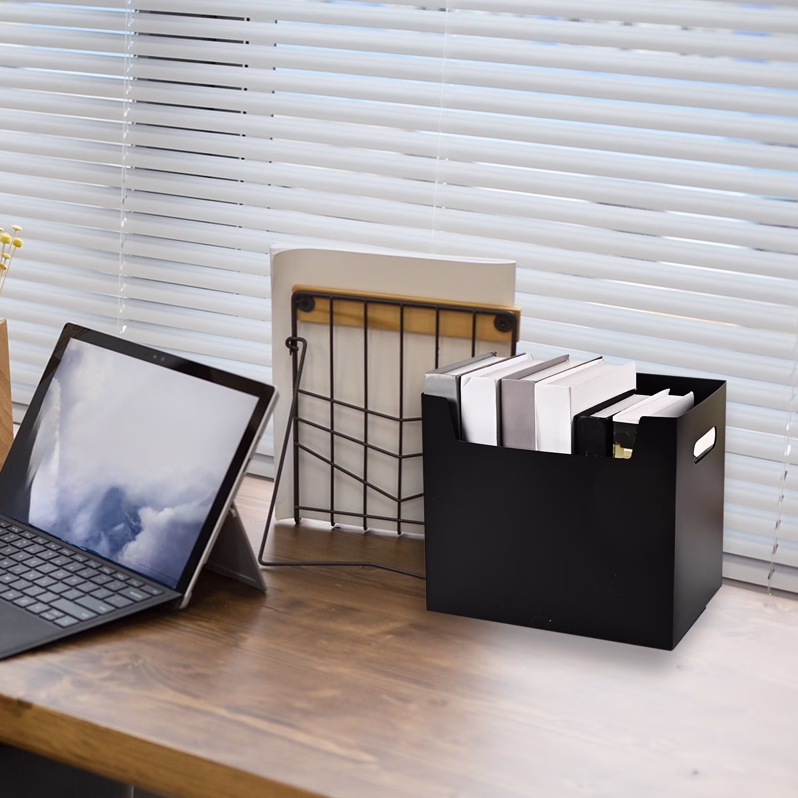 Desktop File Organizer,Small Storage Box,Cardboard File Folder Organizer,Collapsible File Box,Hanging File Organizer for Letter Size,Portable File Box with Handle,Only Box