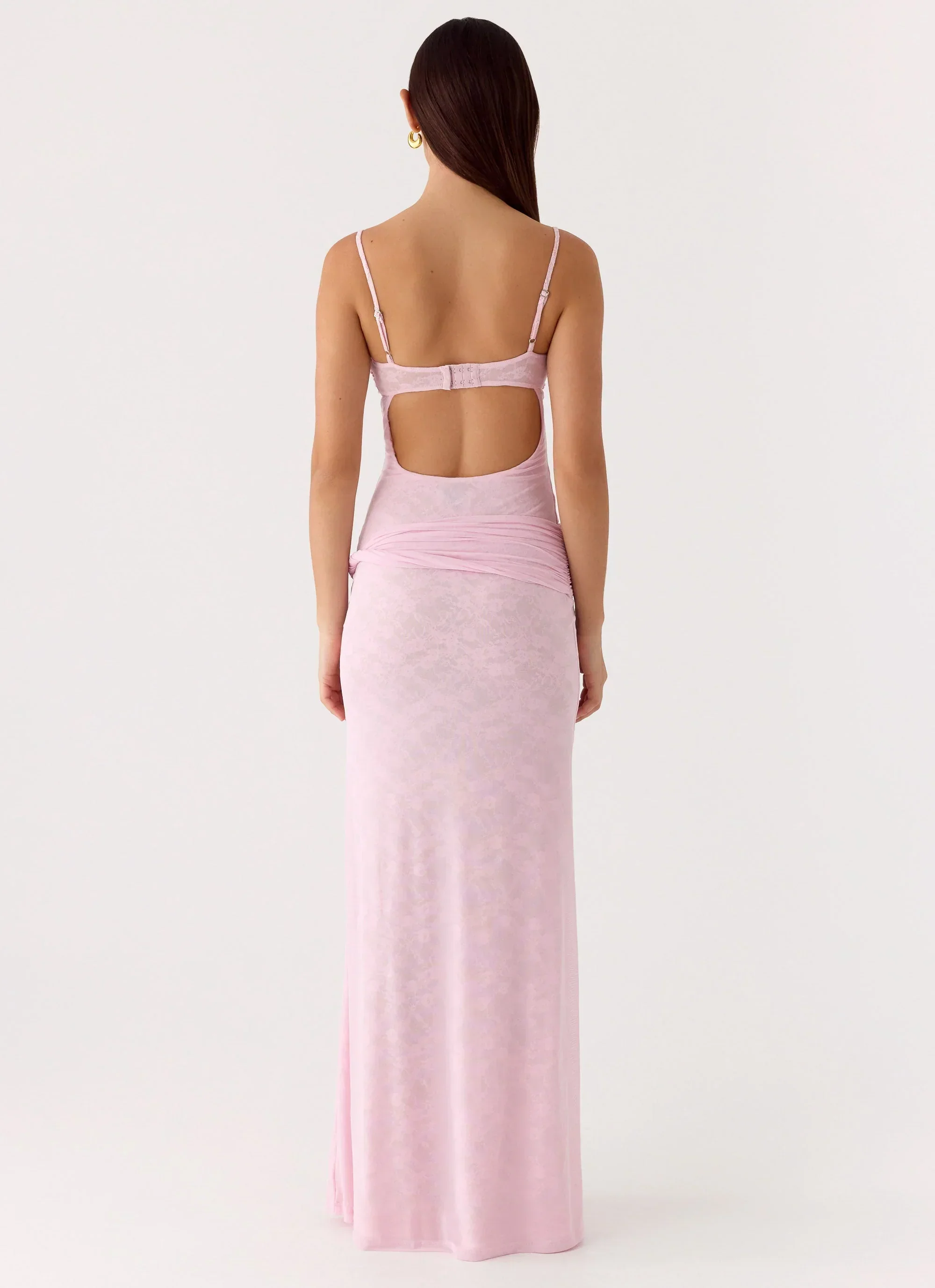 Natty Lace Mesh Maxi Dress - Petal Pink