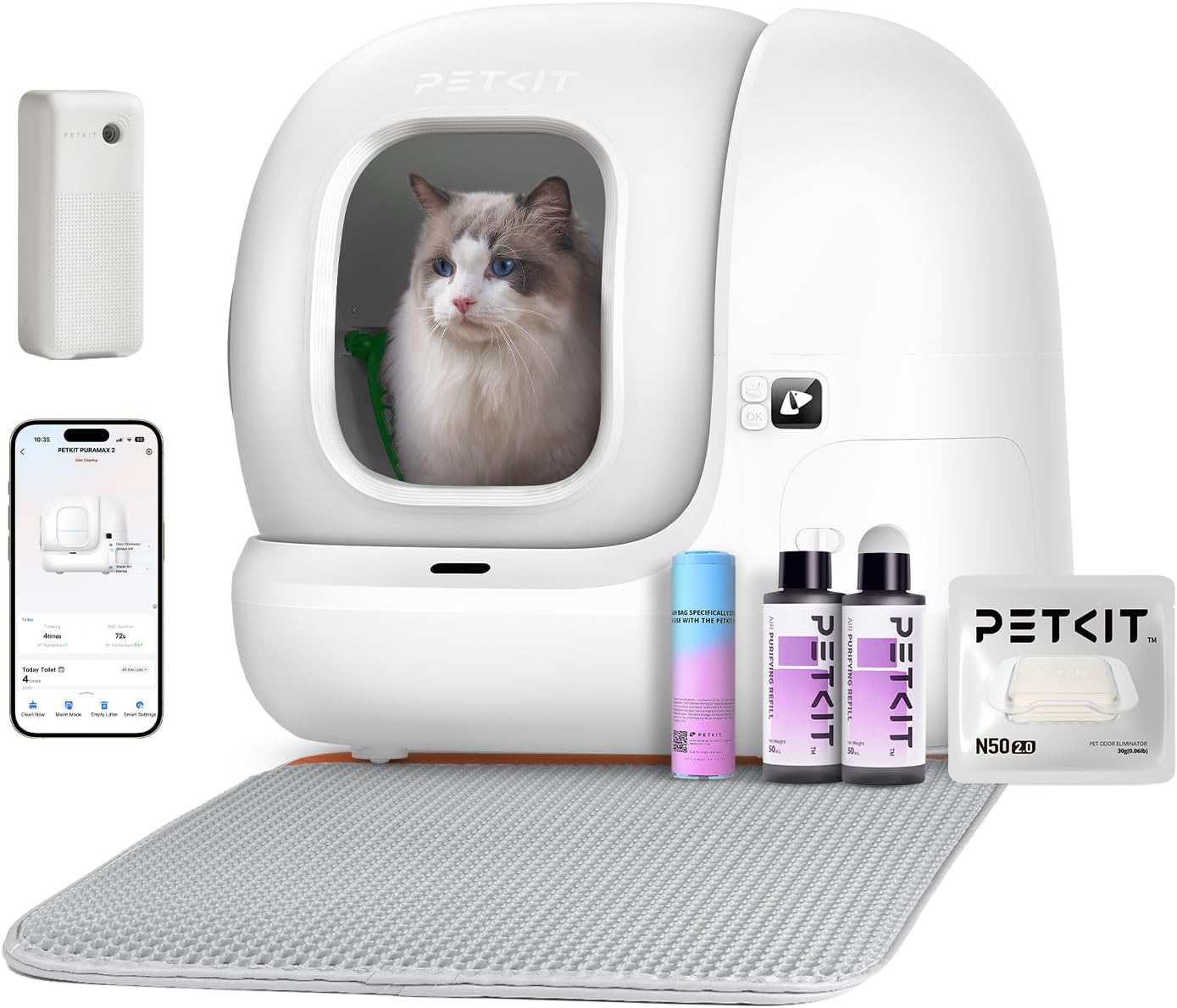 Litière chat autonettoyante Pura Max 2 bac automatique anti odeur xSecure contrôle app capacité 76L