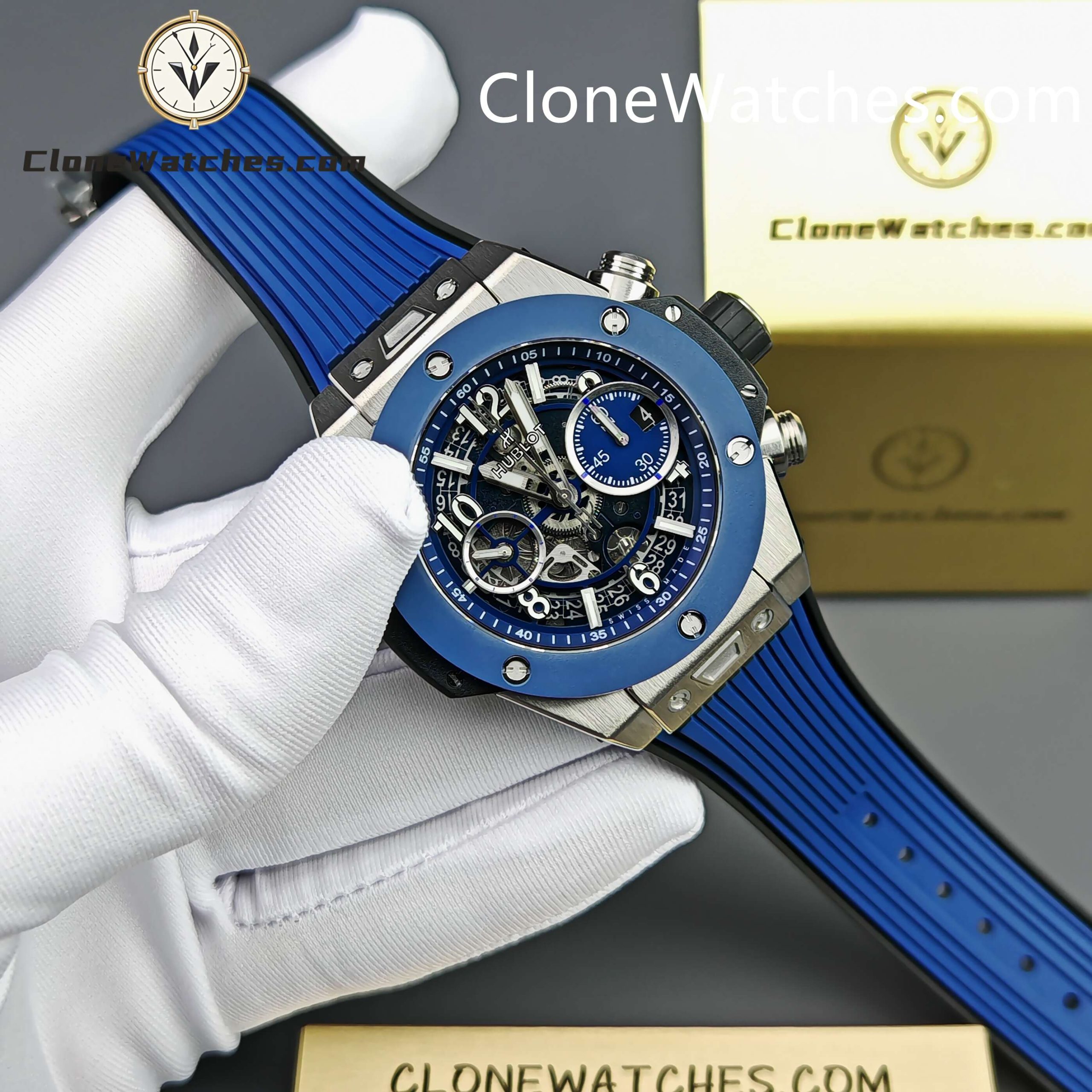 Hublot Super Clone Watches 1:1 Big Bang Unico Titanium Blue Ceramic 42mm 441.NL.5171.RX
