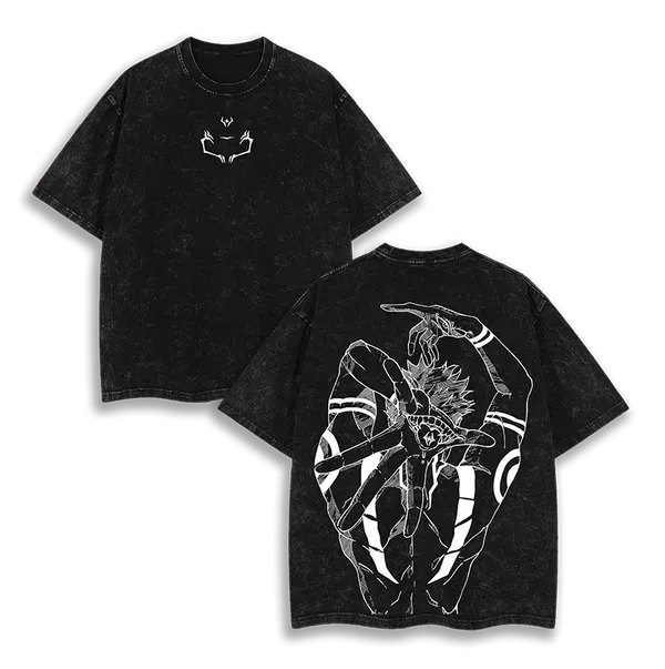 Ryomen Sukuna Jujutsu Kaisen Anime Oversized Vintage Washed T-Shirt King Of Curses Manga Graphic Shirt