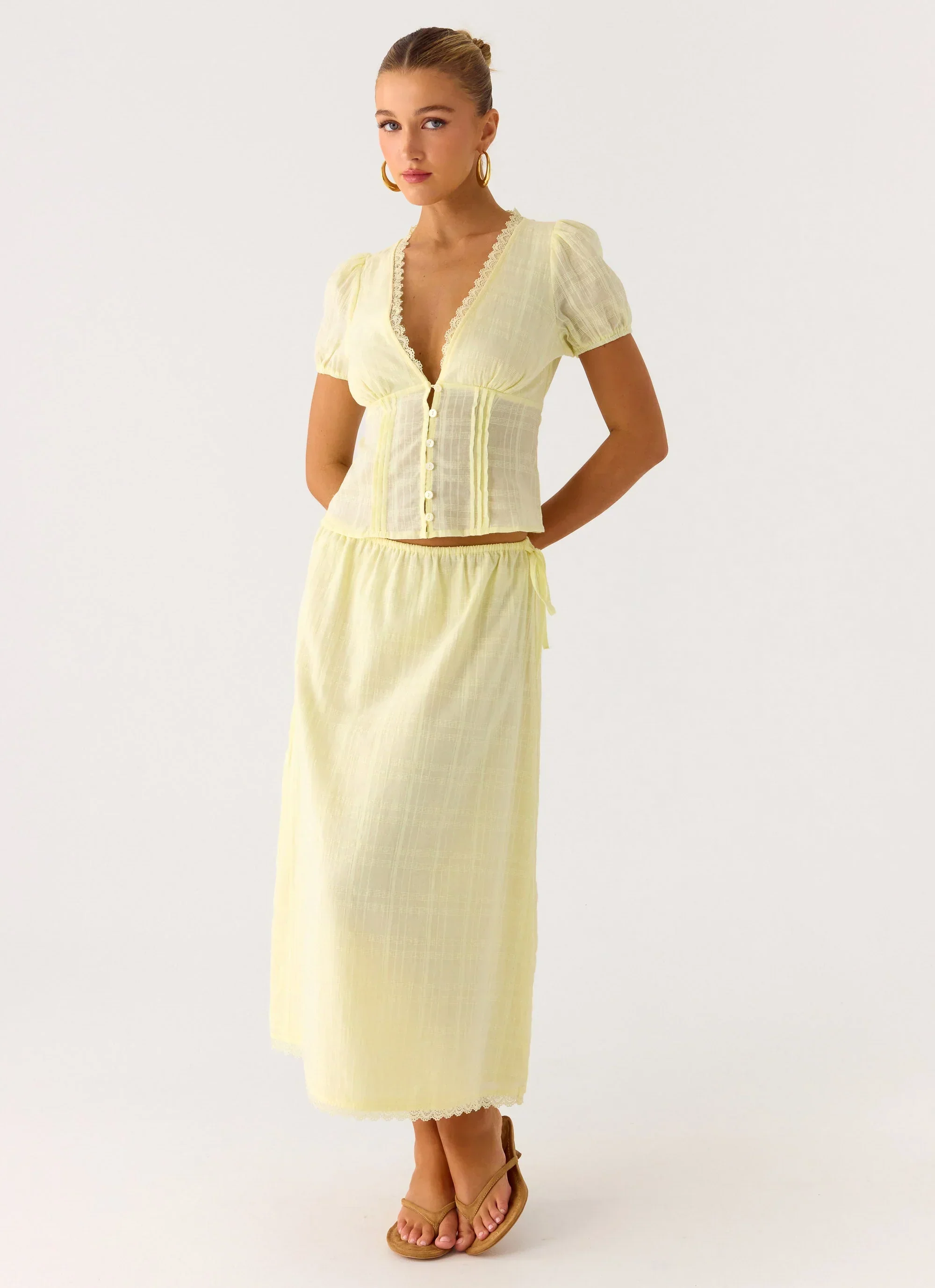 Sweet Lullaby Button Up Shirt - Lemon Yellow