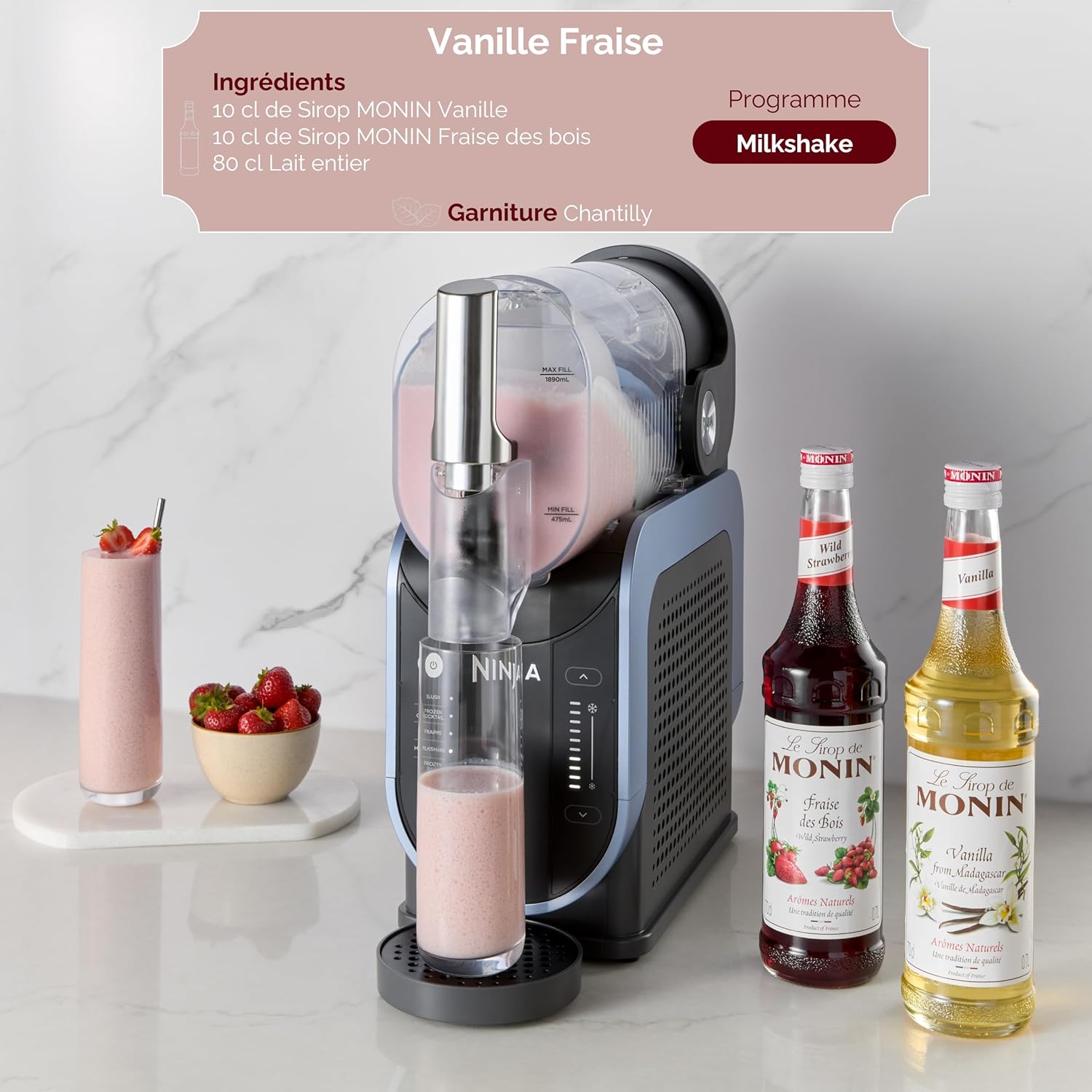 Machine boissons glacées SLUSHi granités cocktails milkshakes jus capacité 19 L bleu gris