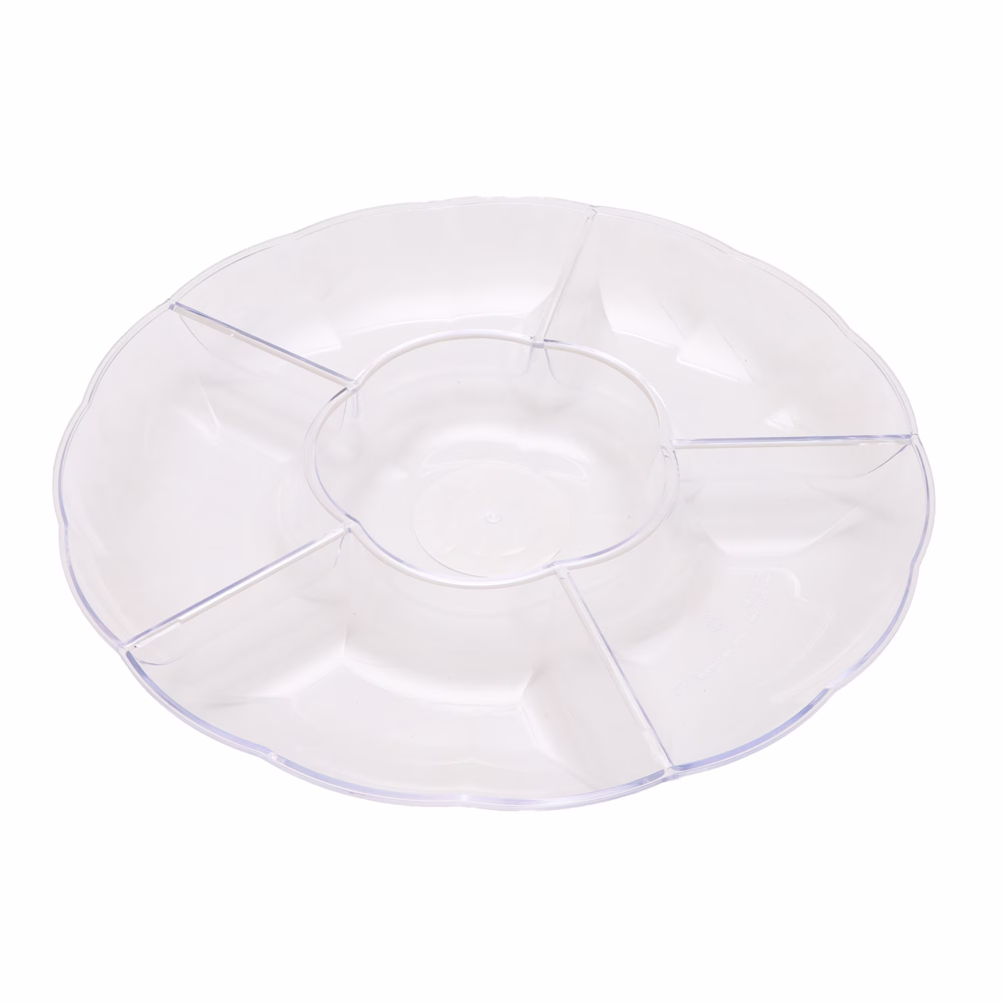 12 IN Clear Round Plastic Compartment Tray, by Way To Celebrate