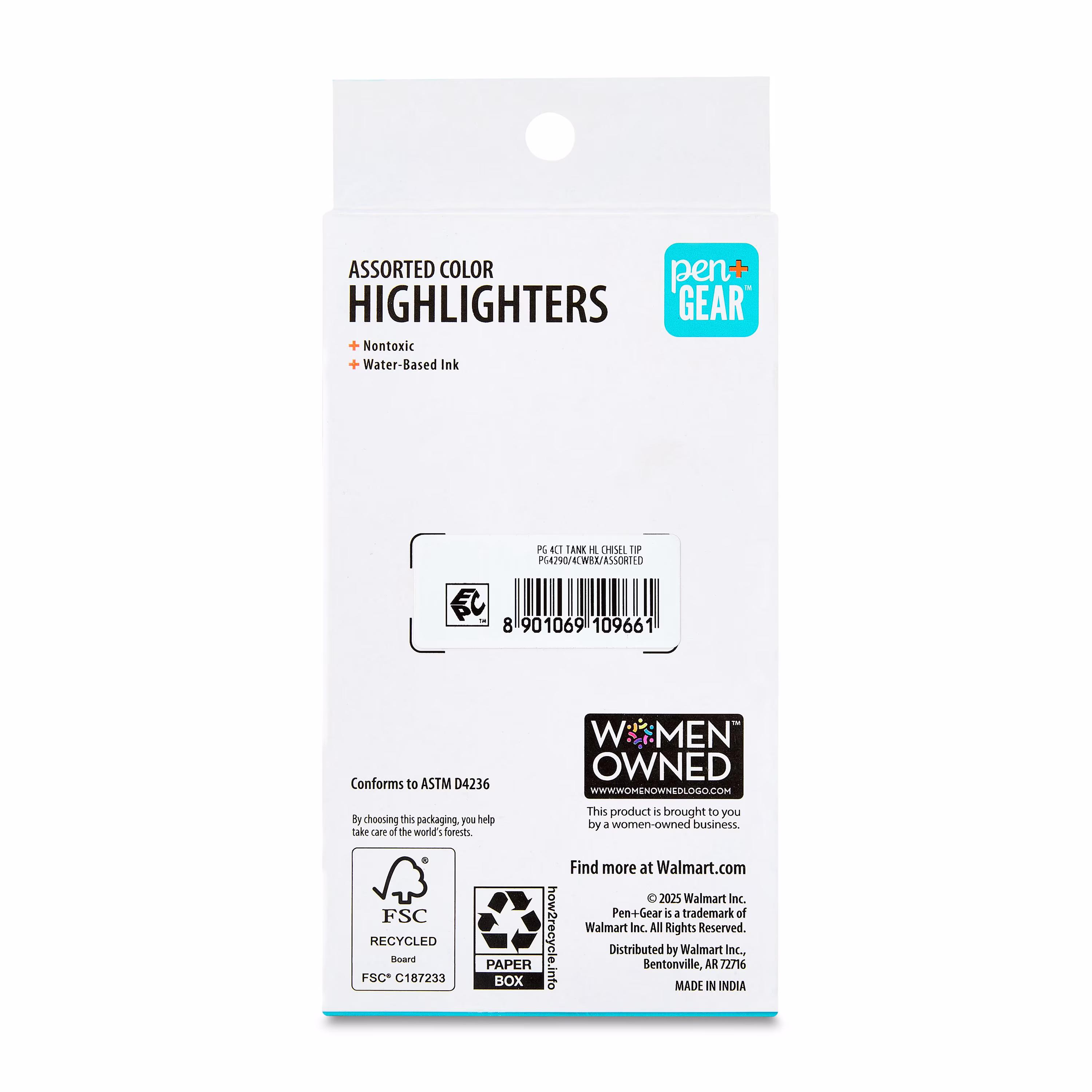 Pen+Gear Jumbo Tank Style Highlighters, Chisel Tip, Assorted Color, 4 Count