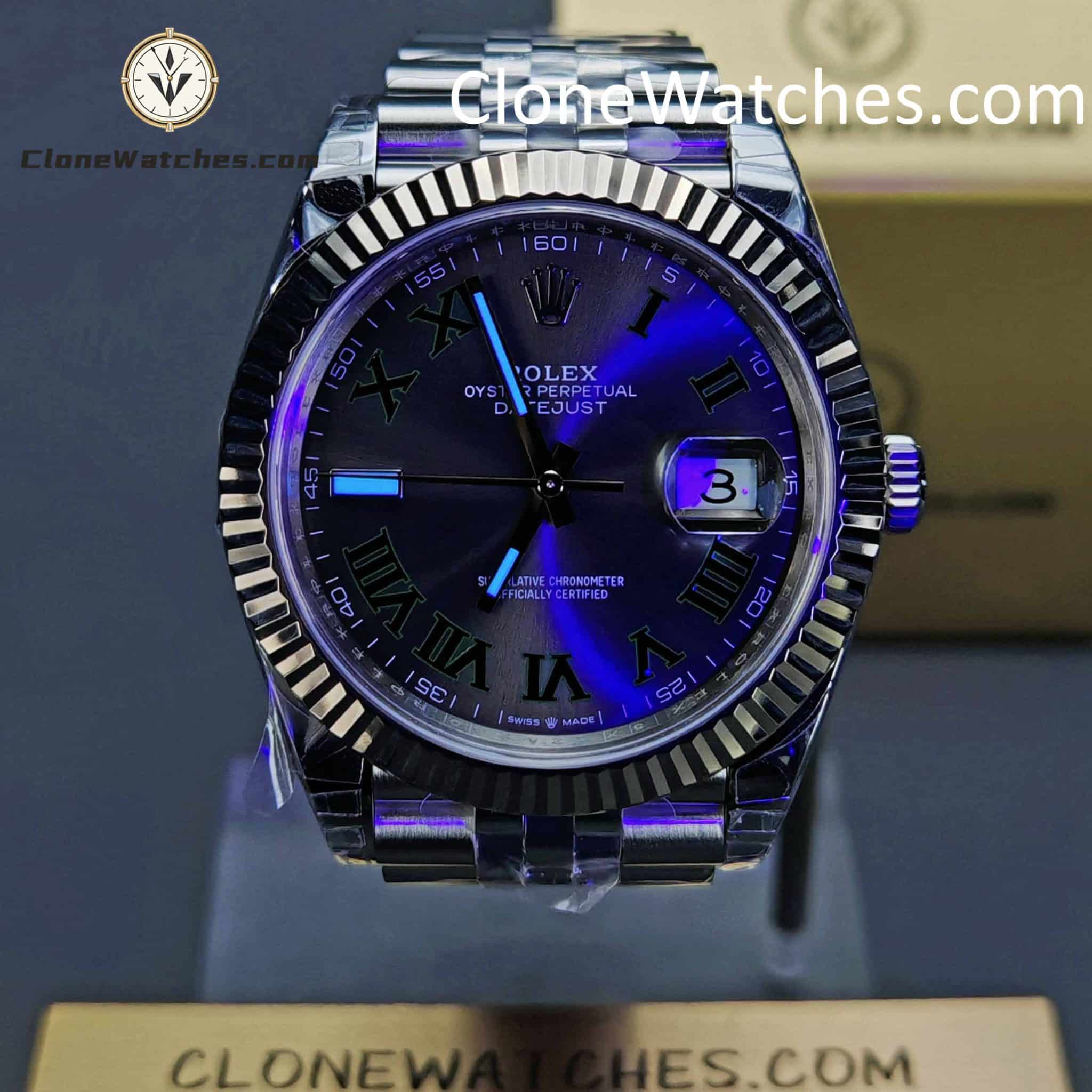 Rolex Super Clone Watches 1:1 DateJust Grey Roman Dial Jubilee 41MM M126334 3235 Movement