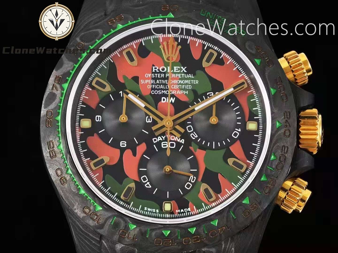 Modified Super Clone Watches 1:1 DiW Rolex Daytona NTPT Carbon “MILITARY GREEN UNIQUE 1′′