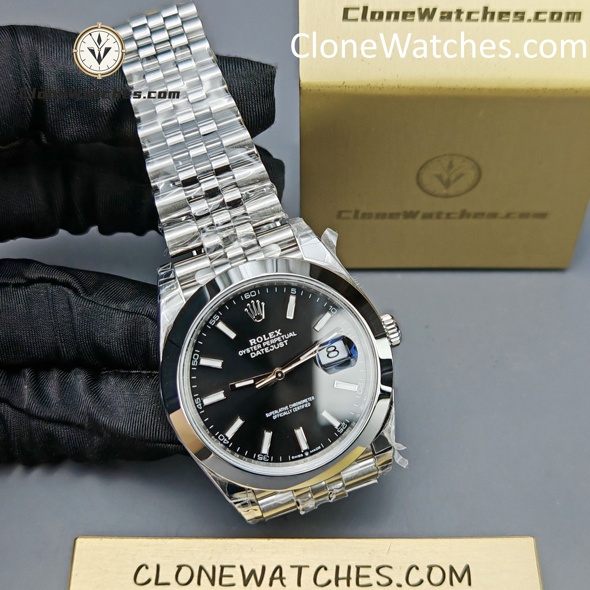 Rolex Super Clone Watches 1:1 DateJust Black Dial m126300-0012 Jubilee 41MM 3235 Movement