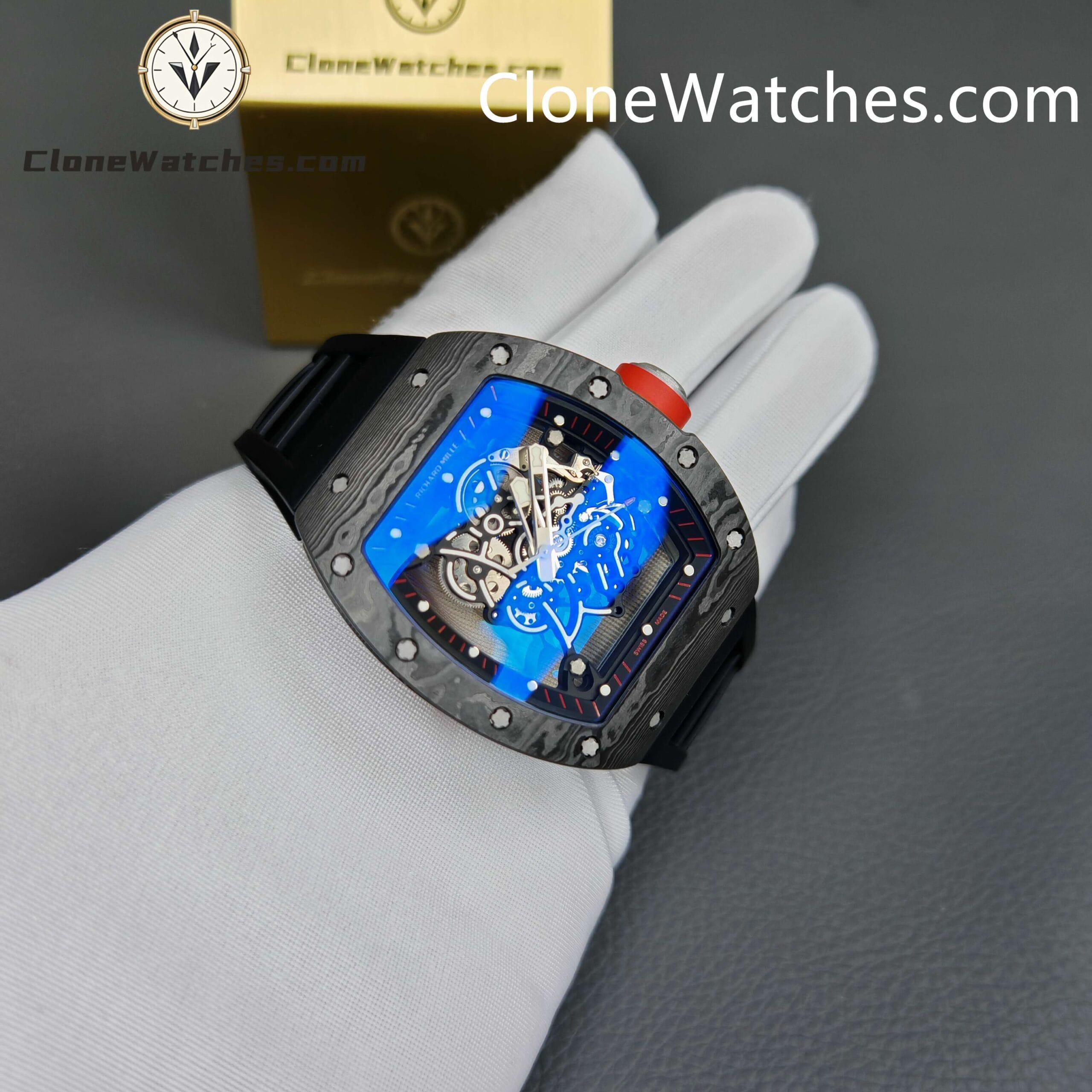 Richard Mille Super Clone Watches 1:1 RM 055 NTPT Tourbillon Black Strap