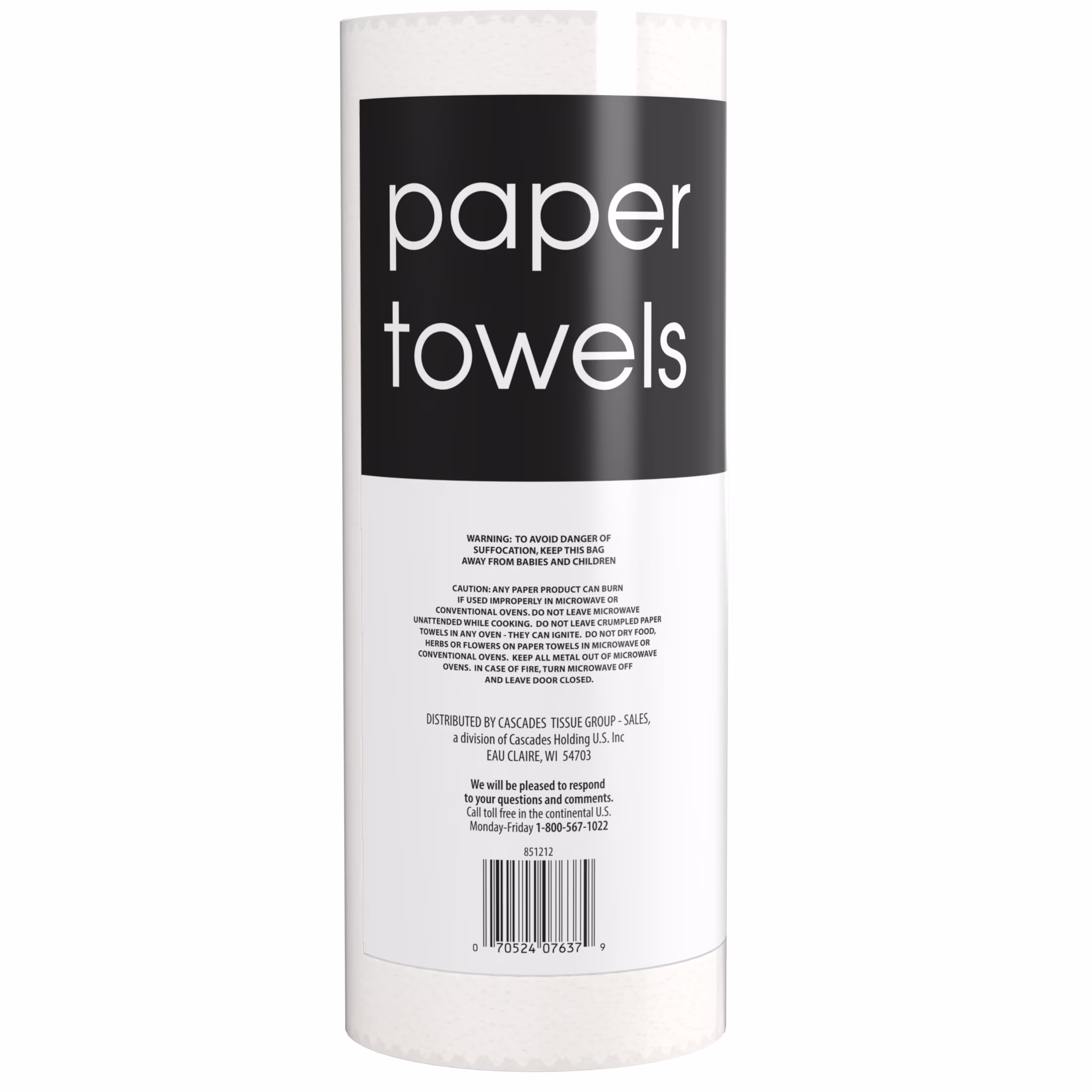Black and White, 2-Ply Paper Towels, White, 88 Sheets