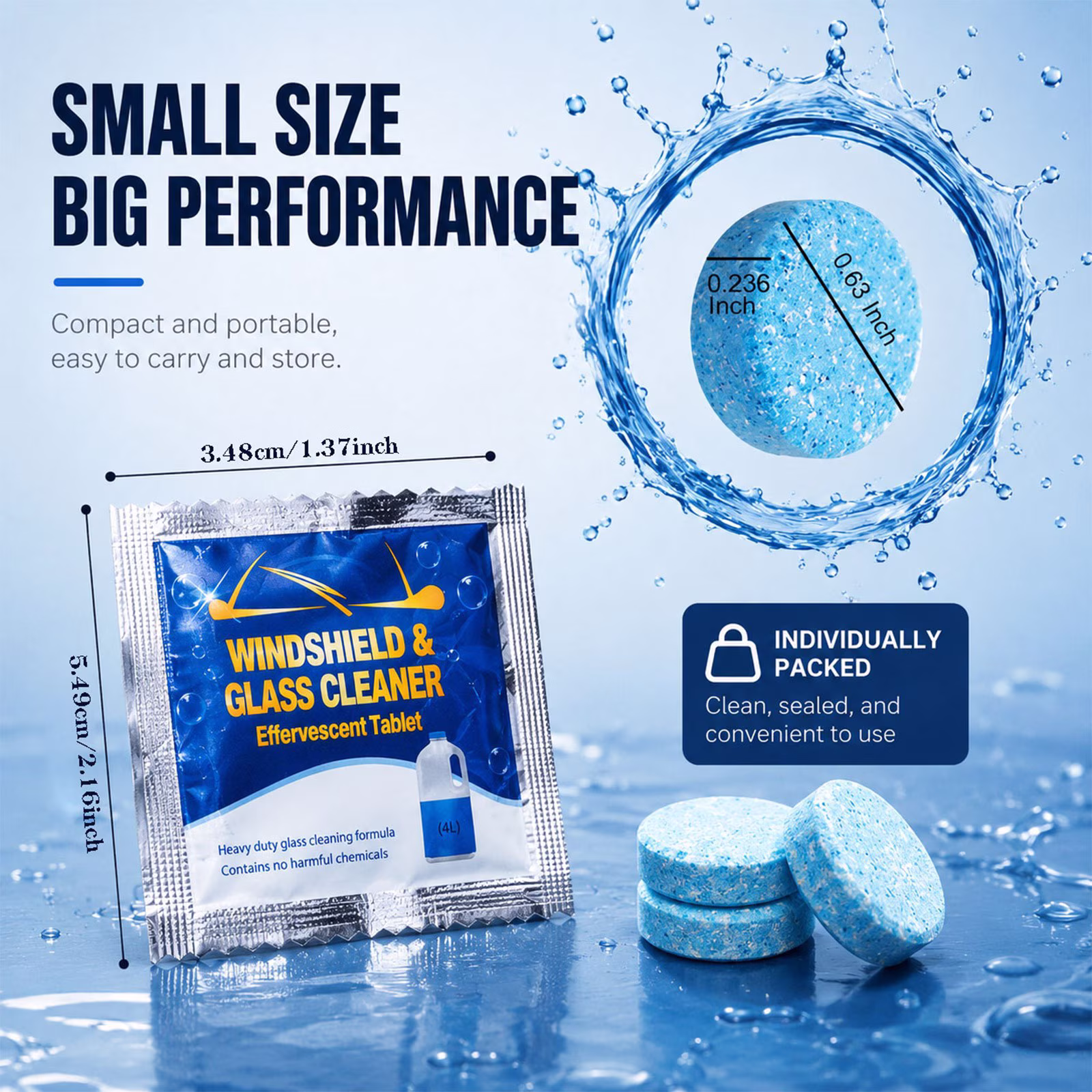 Car Windshield Washer Tablets - Washer Fluid Tablets Glass Cleaner Concentrate Car Windshield Wiper Fluid Car Windshield Cleaner Automotive Glass Cleaner