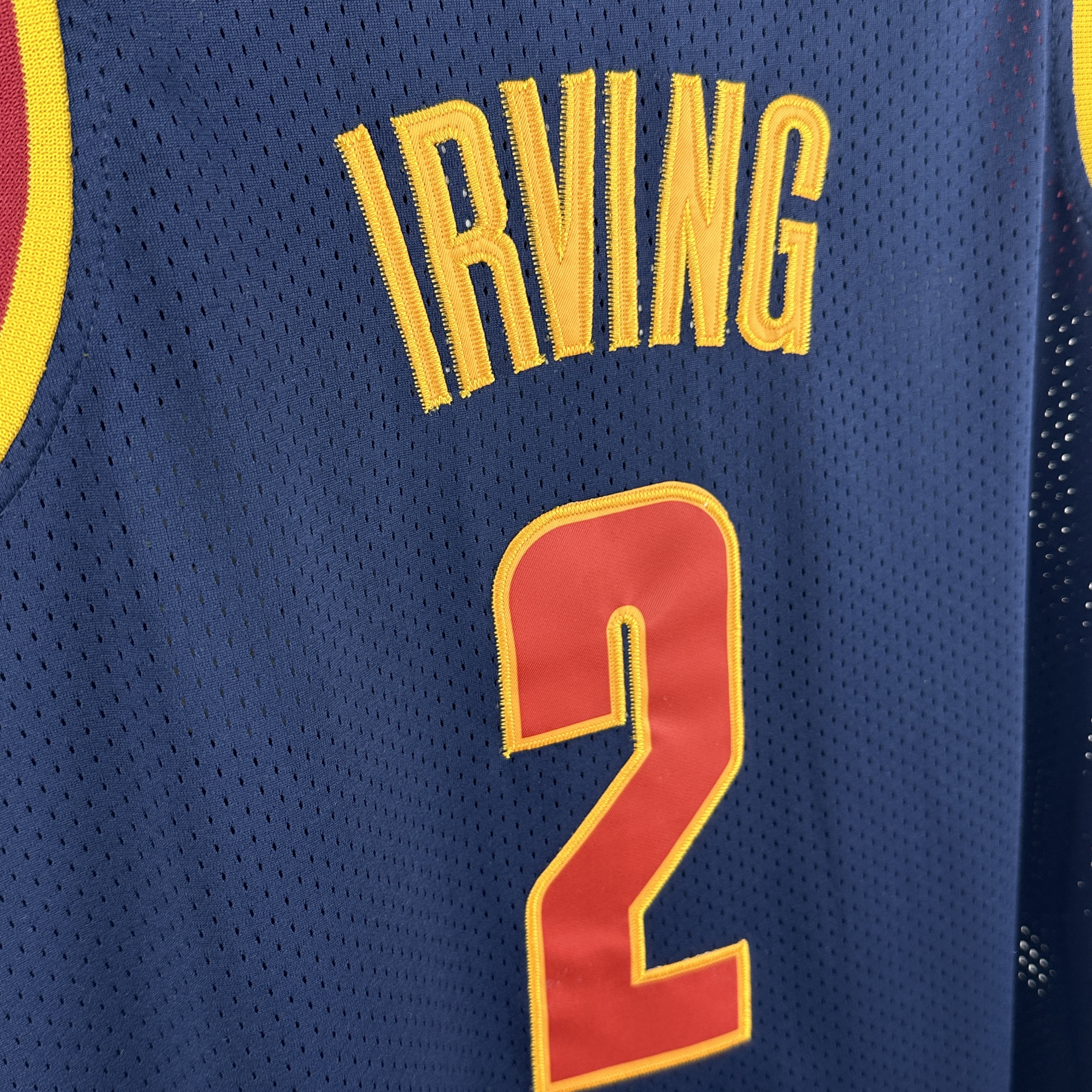 Embroidered MN Retro Jersey Cavaliers CAVS Navy Blue No. 2 Irving