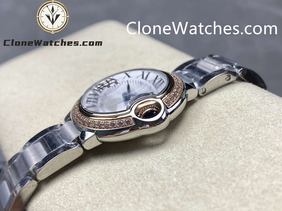 Cartier Super Clone Watches 1:1 Ballon Bleu de WE902079 White Roman Dial 28mm