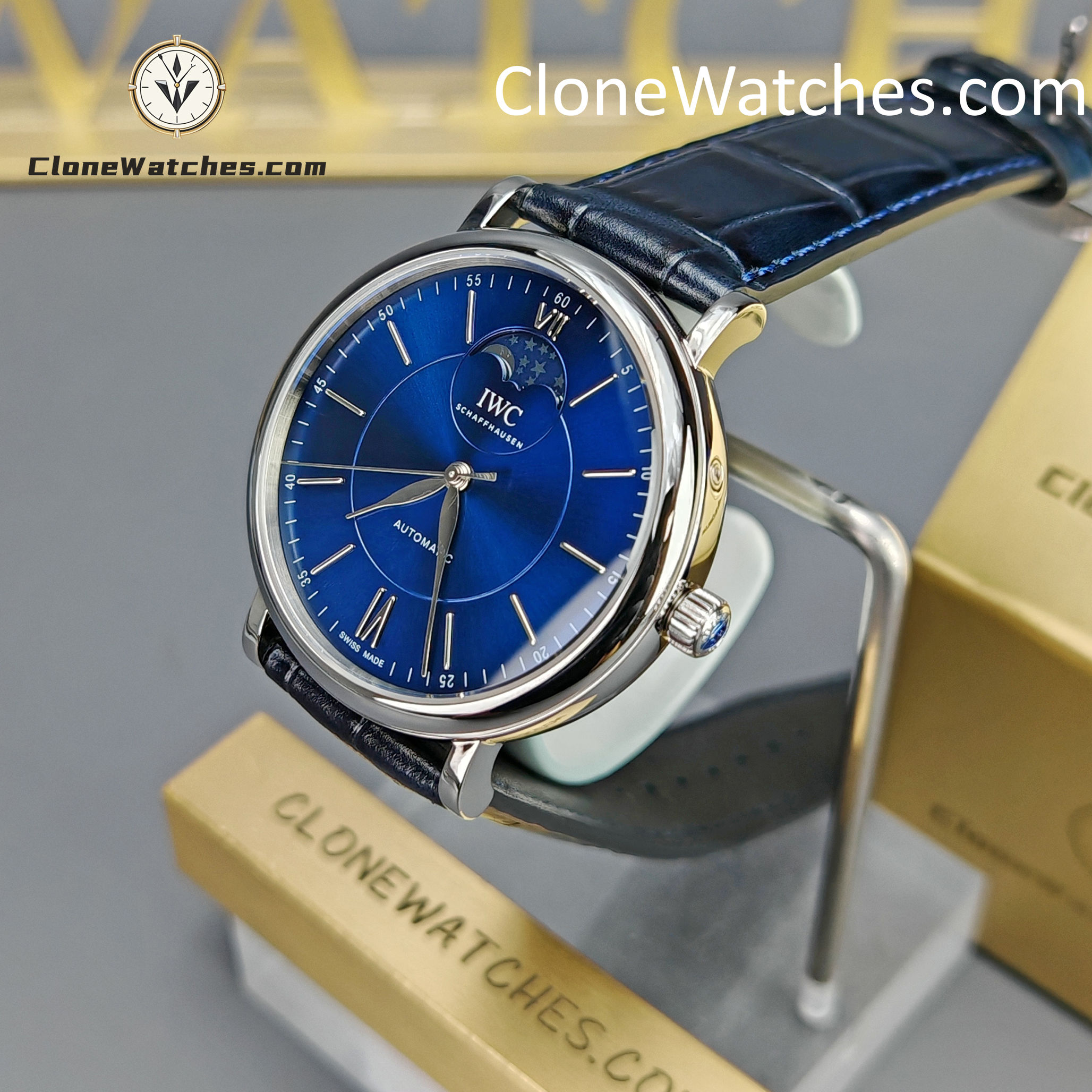 IWC Super Clone Watches 1:1 IW459402 Portofino Automatic Moon Phase 40mm Blue Dial