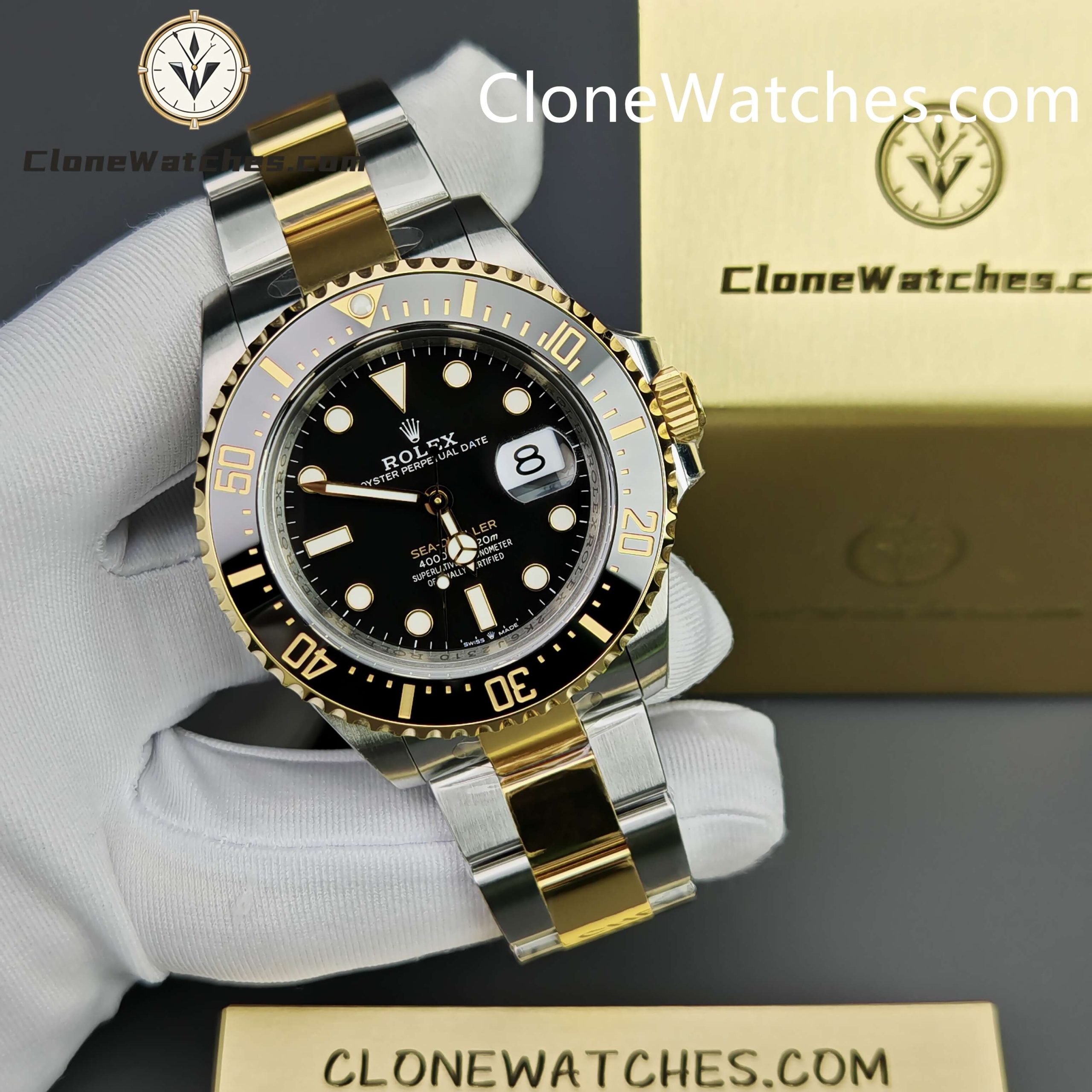 Rolex Super Clone Watches 1:1 Sea Dweller Yellow Gold Black Dial 126603 3235 Movement