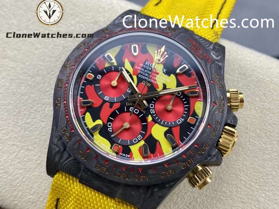 Modified Super Clone Watches 1:1 DiW Rolex Daytona NTPT Carbon “MILITARY YELLOW”