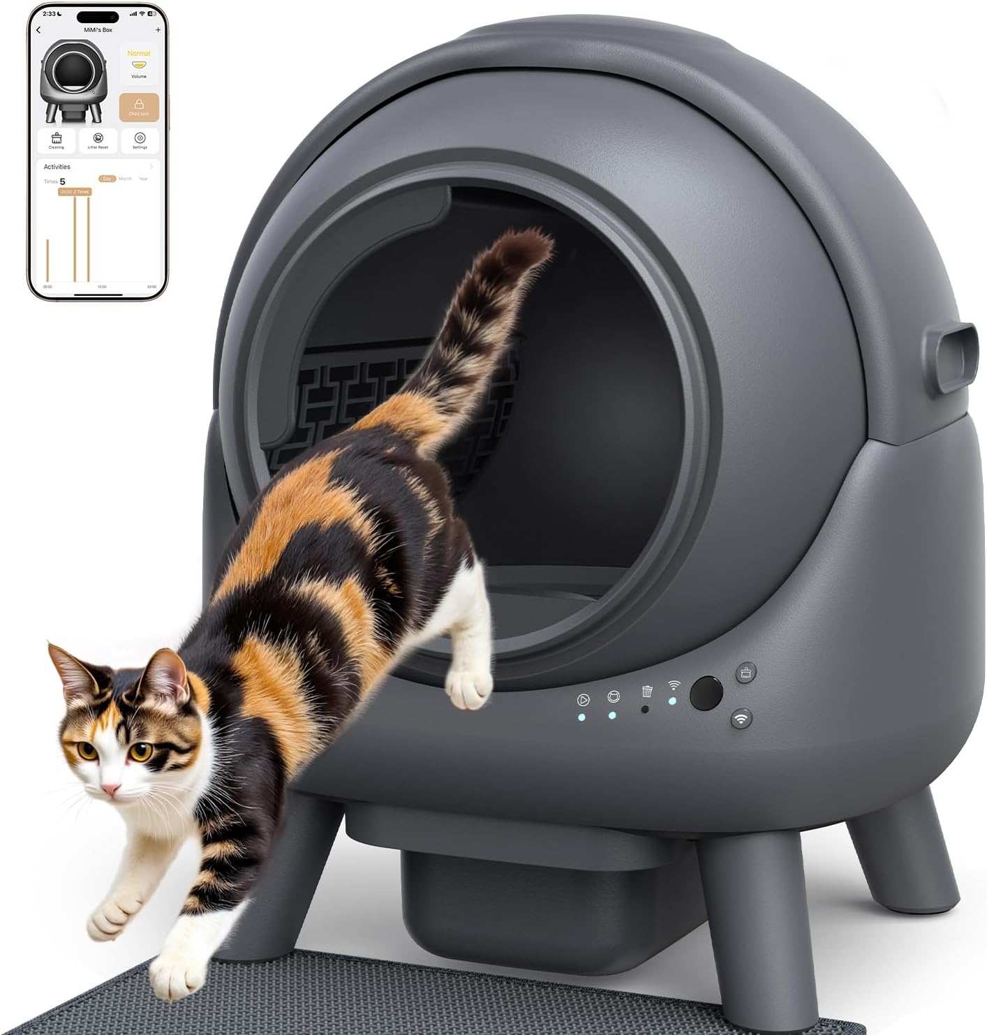 Litière chat autonettoyante 65 L anti fuites anti odeur contrôle appli