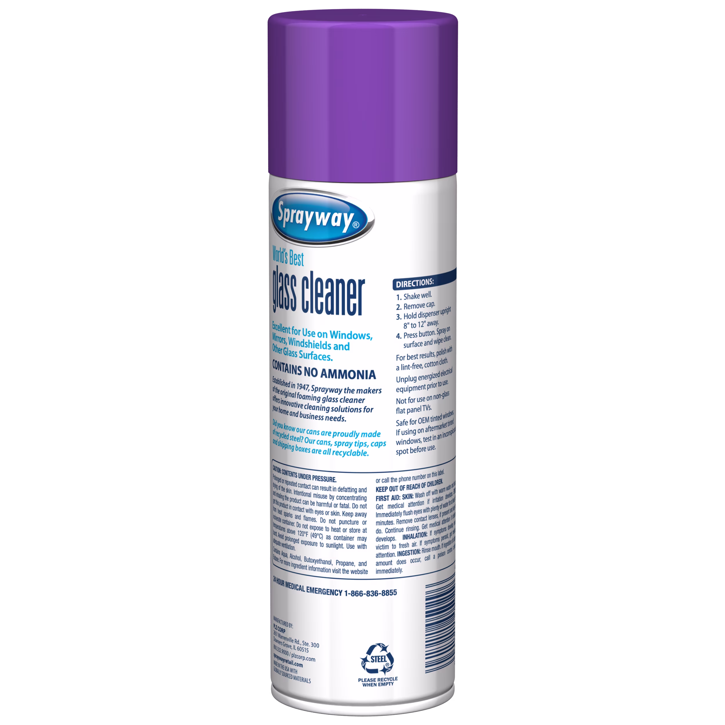 Sprayway Glass Cleaner Lavender Scent 19 oz Aerosol Spray - Streakless Shine