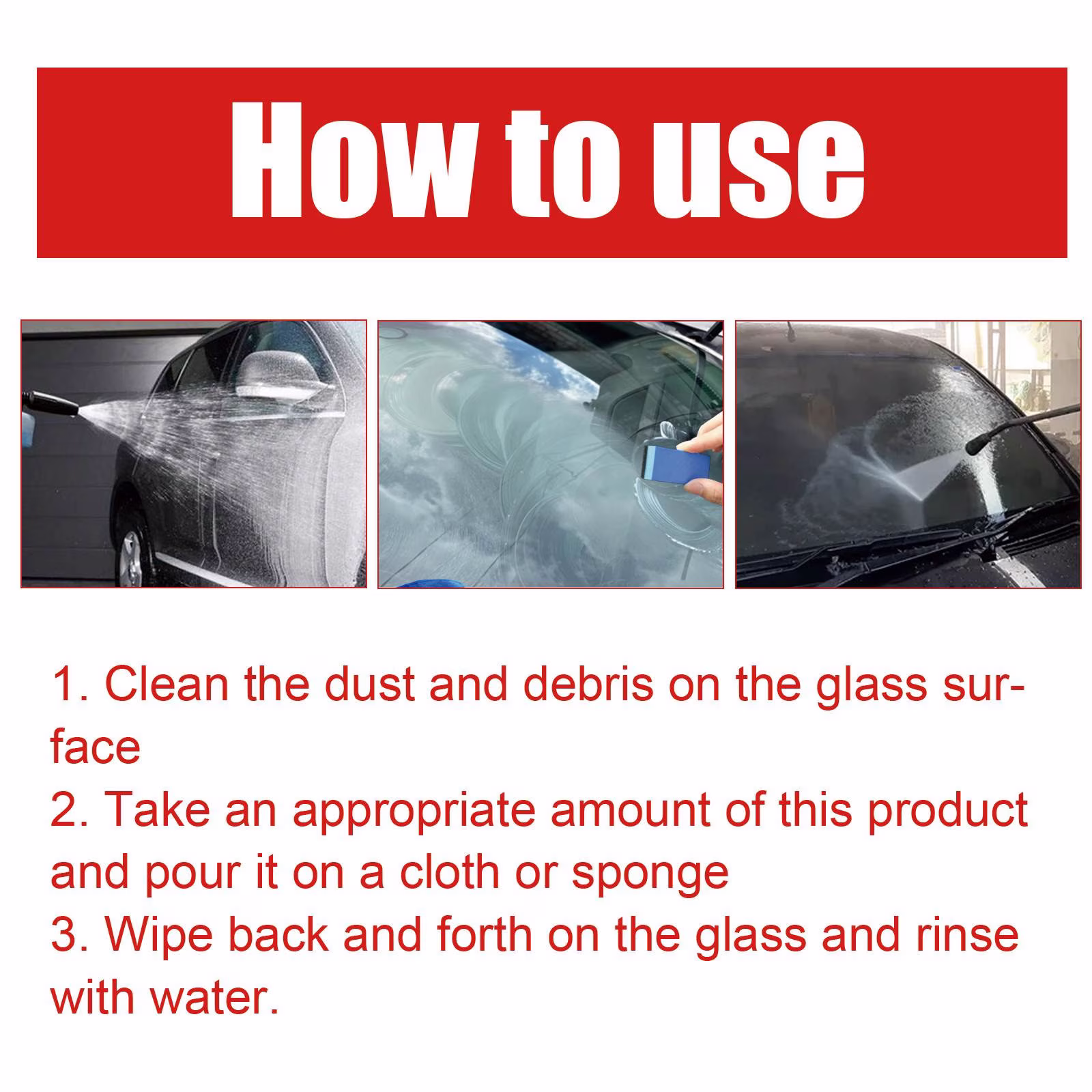 Jpxdew Concentrated Glass Oil Film Cleaner 100ml,Windshield Water Spot Remover Non Damaging,Wiper Noise Solution 4.9×2.1×1.1in