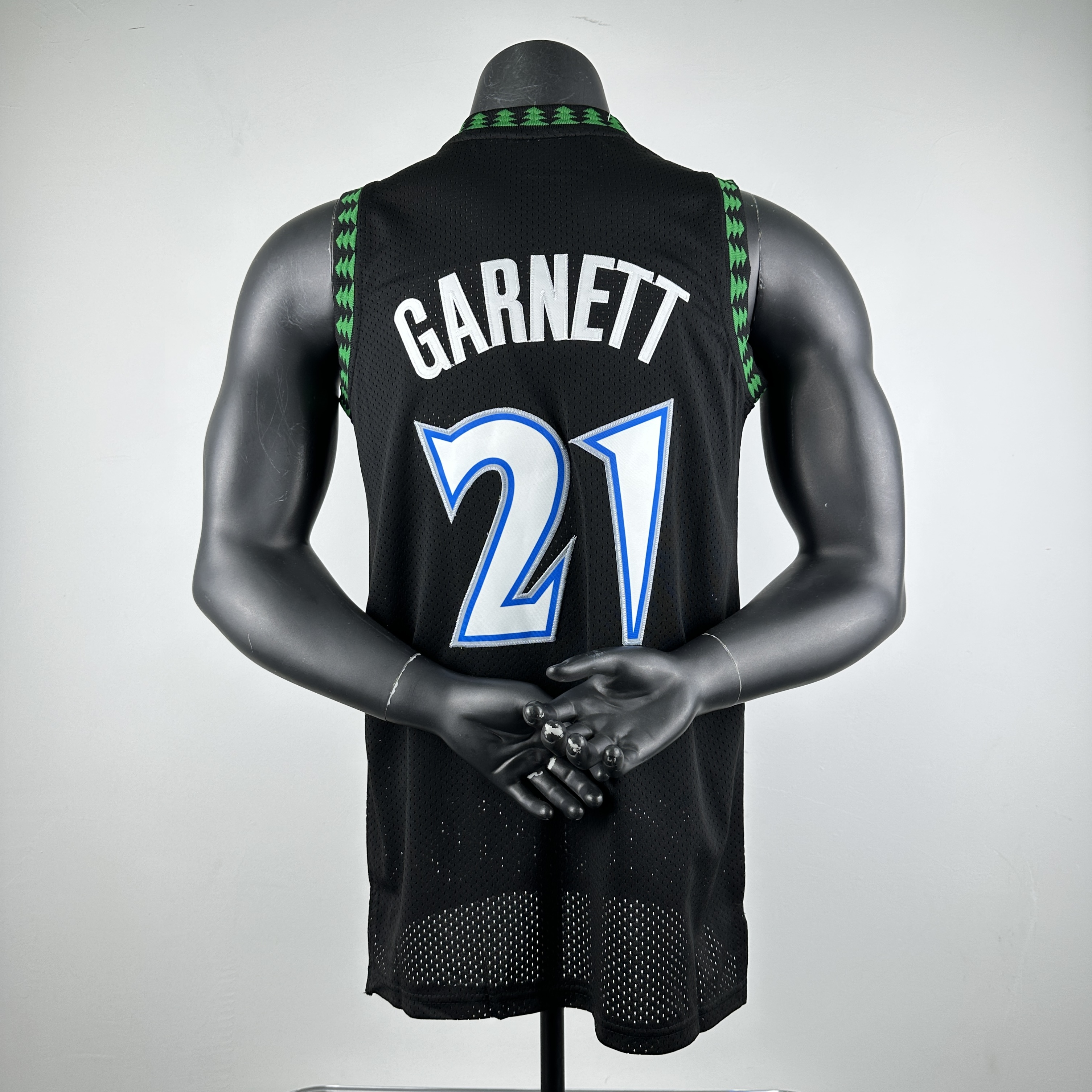 Embroidered MN retro jersey Timberwolves 97/98 season black No. 21 Kevin Garnett
