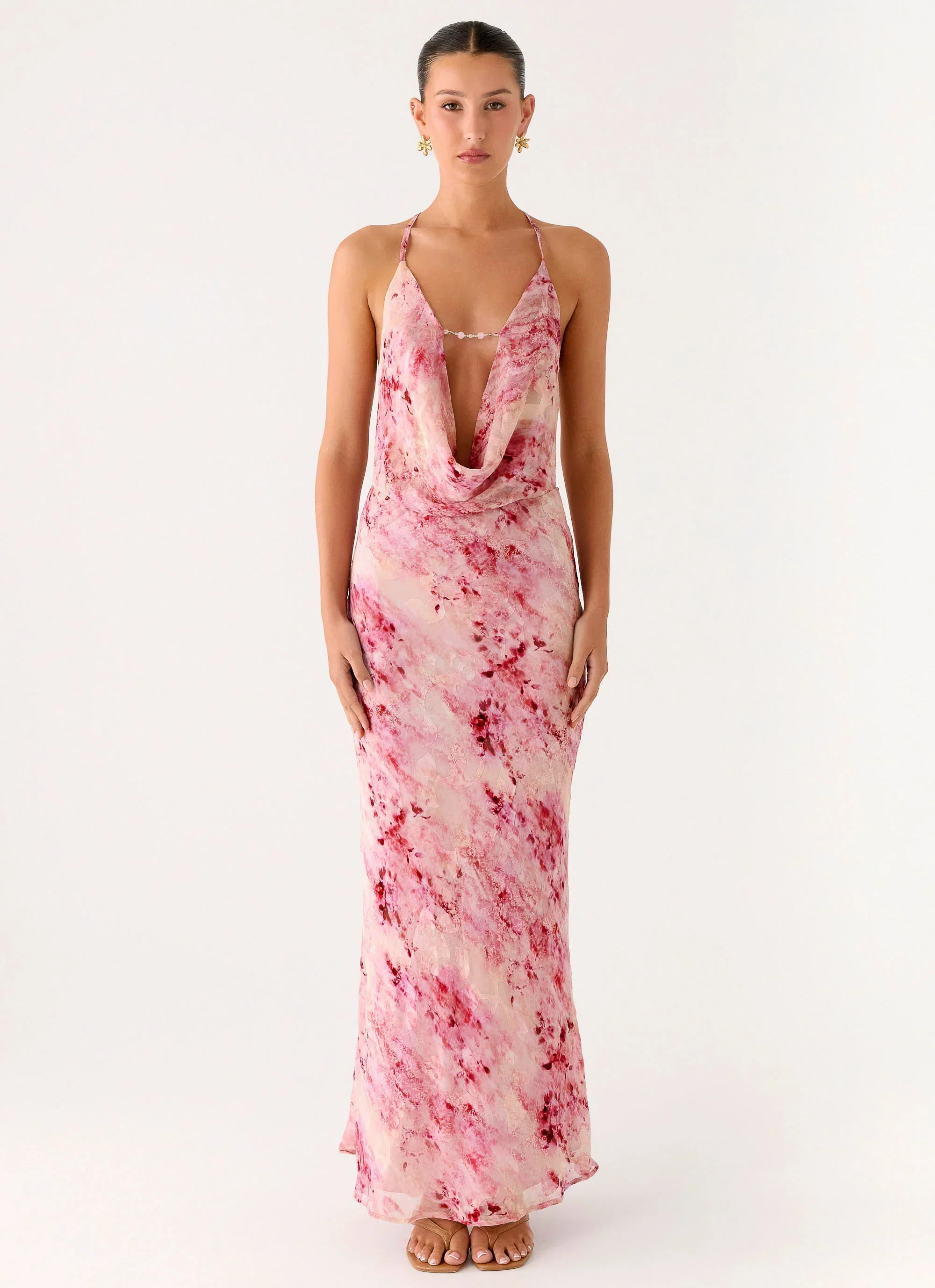 Pure Heart Cowl Maxi Dress - Pink