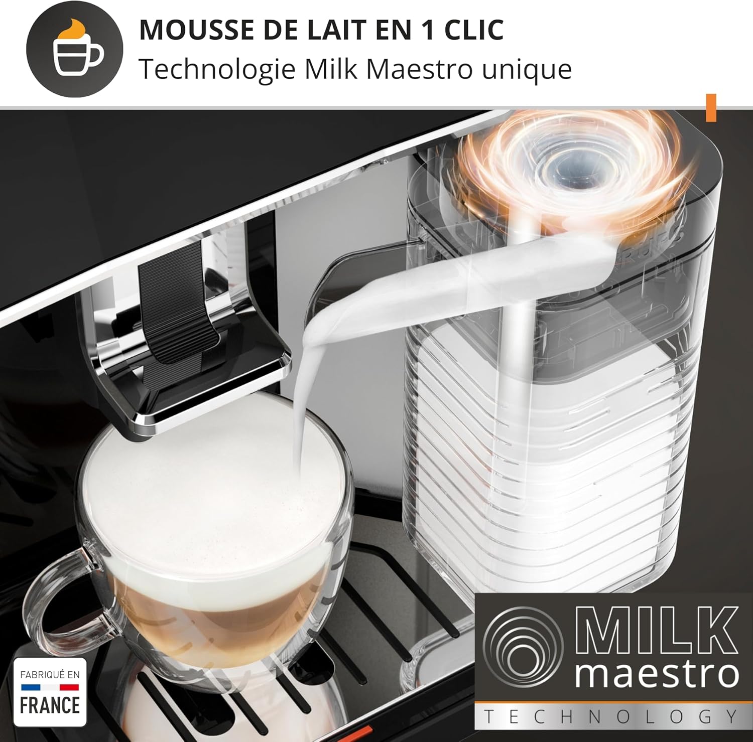 Machine café grains expresso automatique 6 boissons carafe lait interface tactile