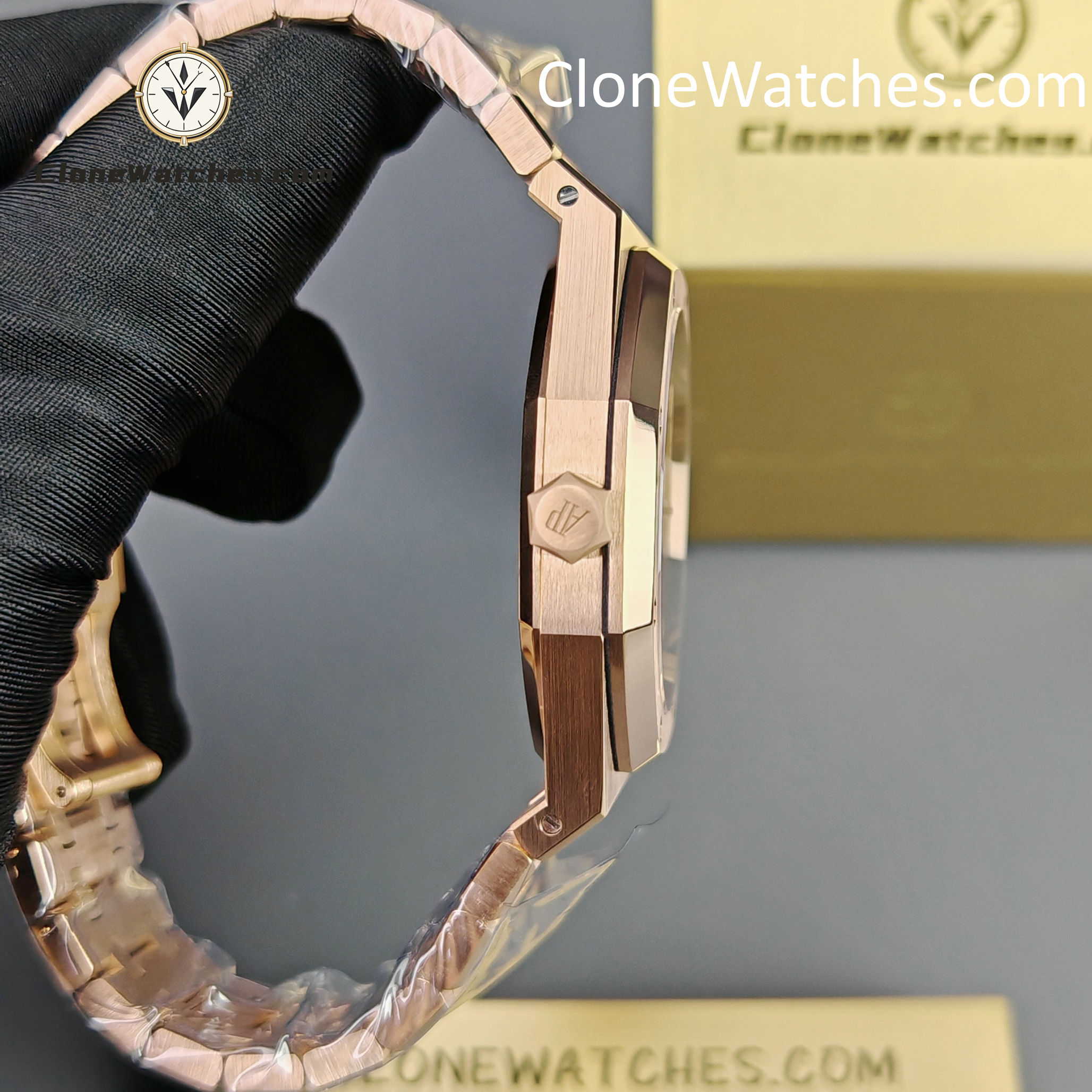Audemars Piguet Super Clone Watches 1:1 Royal Oak Rose Gold 15407 Skeleton Dial