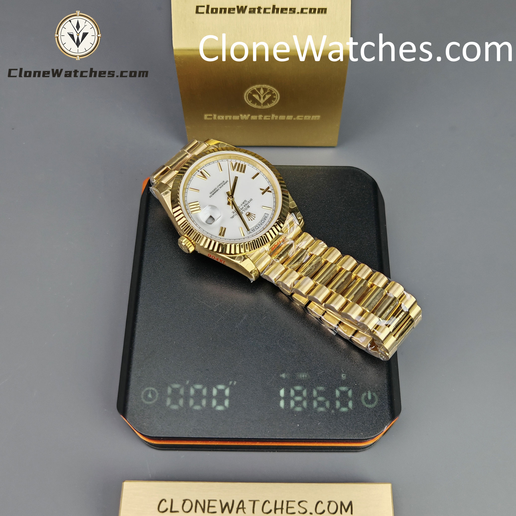 Rolex Super Clone Watches 1:1 Day Date 18K Gold White Dial 40mm m228238-0042 3255 Movement