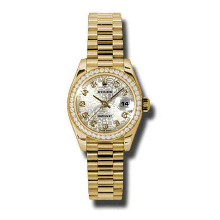 Rolex Lady-Datejust 26 Silver Dial 18K Yellow Gold President Automatic Ladies Watch 179138SJDP（Lifetime free warranty+90-days replacement service & Refund!.）