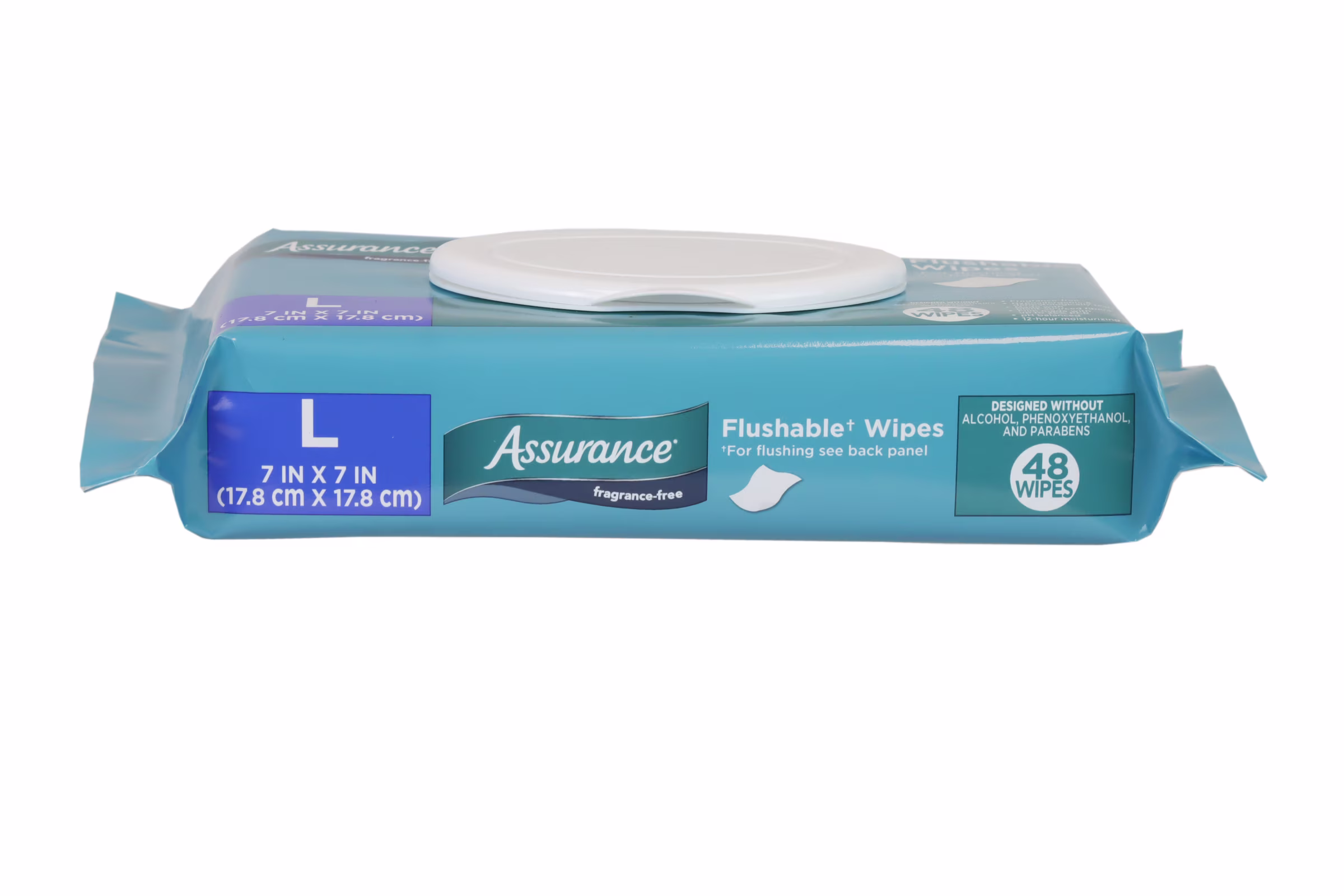Assurance Large Flushable Wet Wipes, Fragrance Free, 48 Count