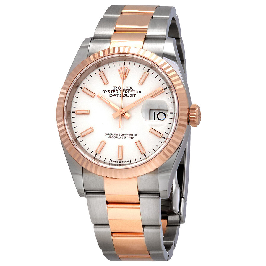Rolex Datejust 36 Automatic White Dial Men s Steel and 18kt Everose Gold Oyster Watch 126231WSO（Lifetime free warranty+90-days replacement service & Refund!.）