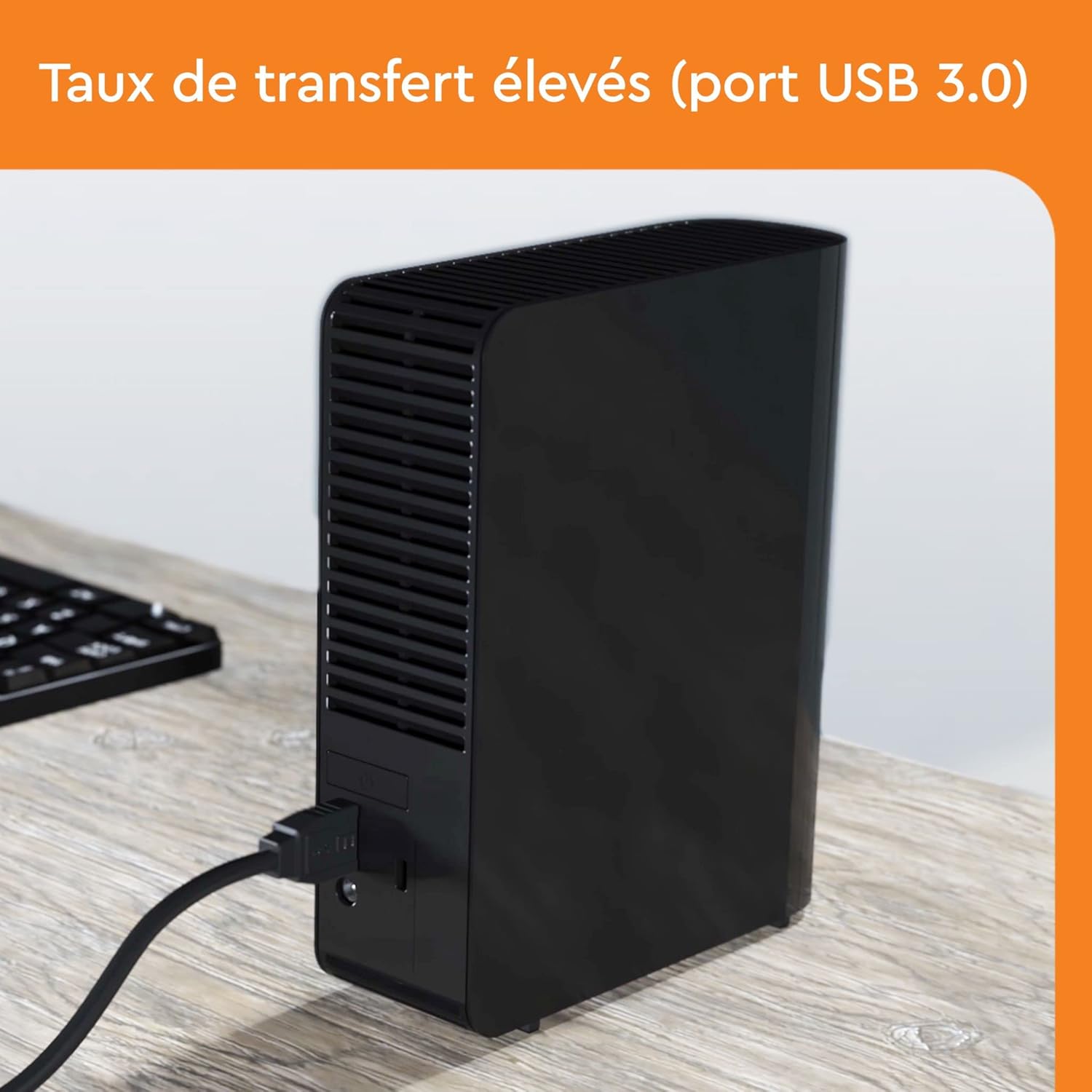 Disque dur bureau 20 To USB 30 stockage photos vidéos fichiers résistant chocs noir